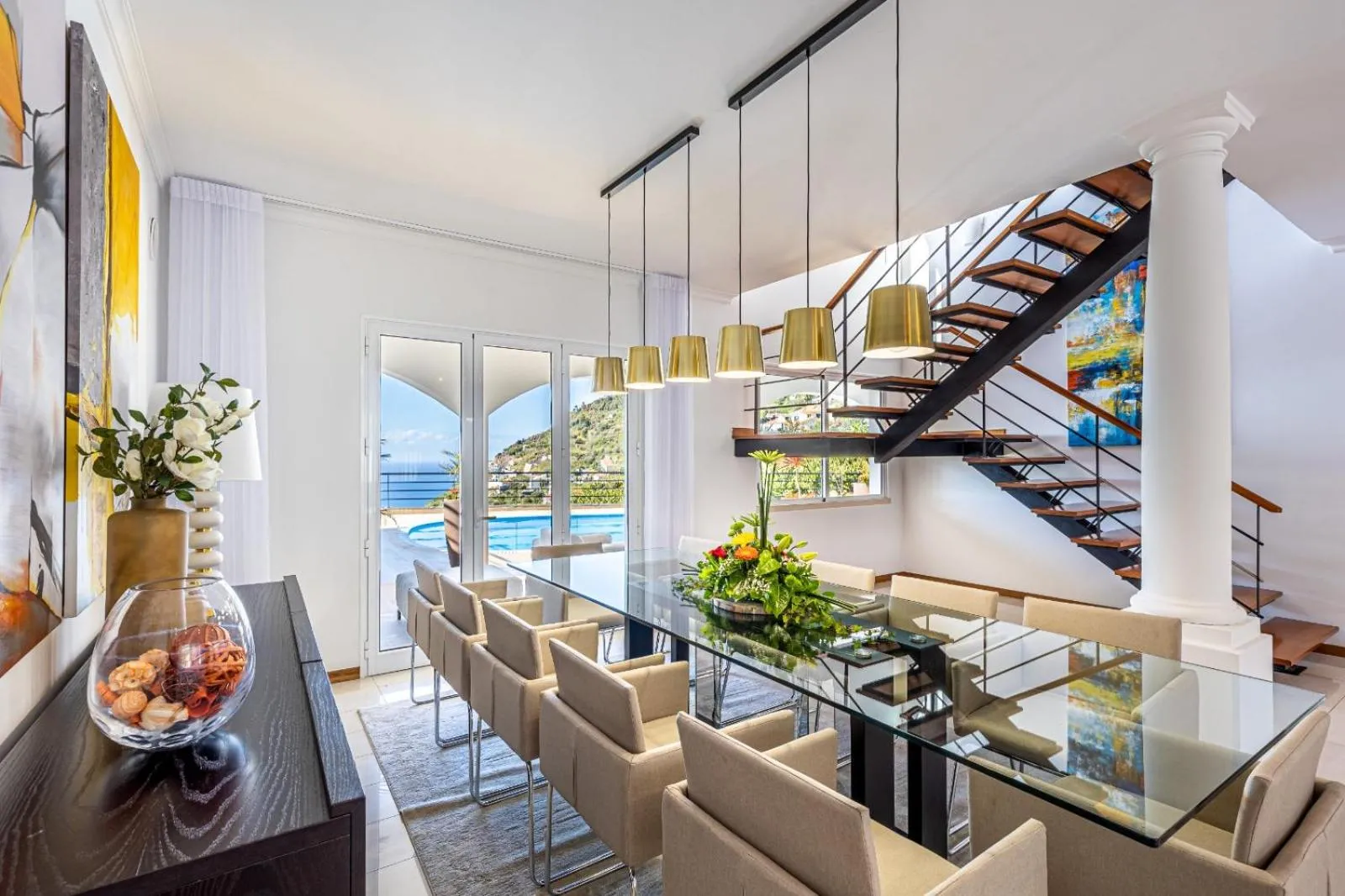 Luxury villa with private heated pool, garden and views of the sea and mountains.