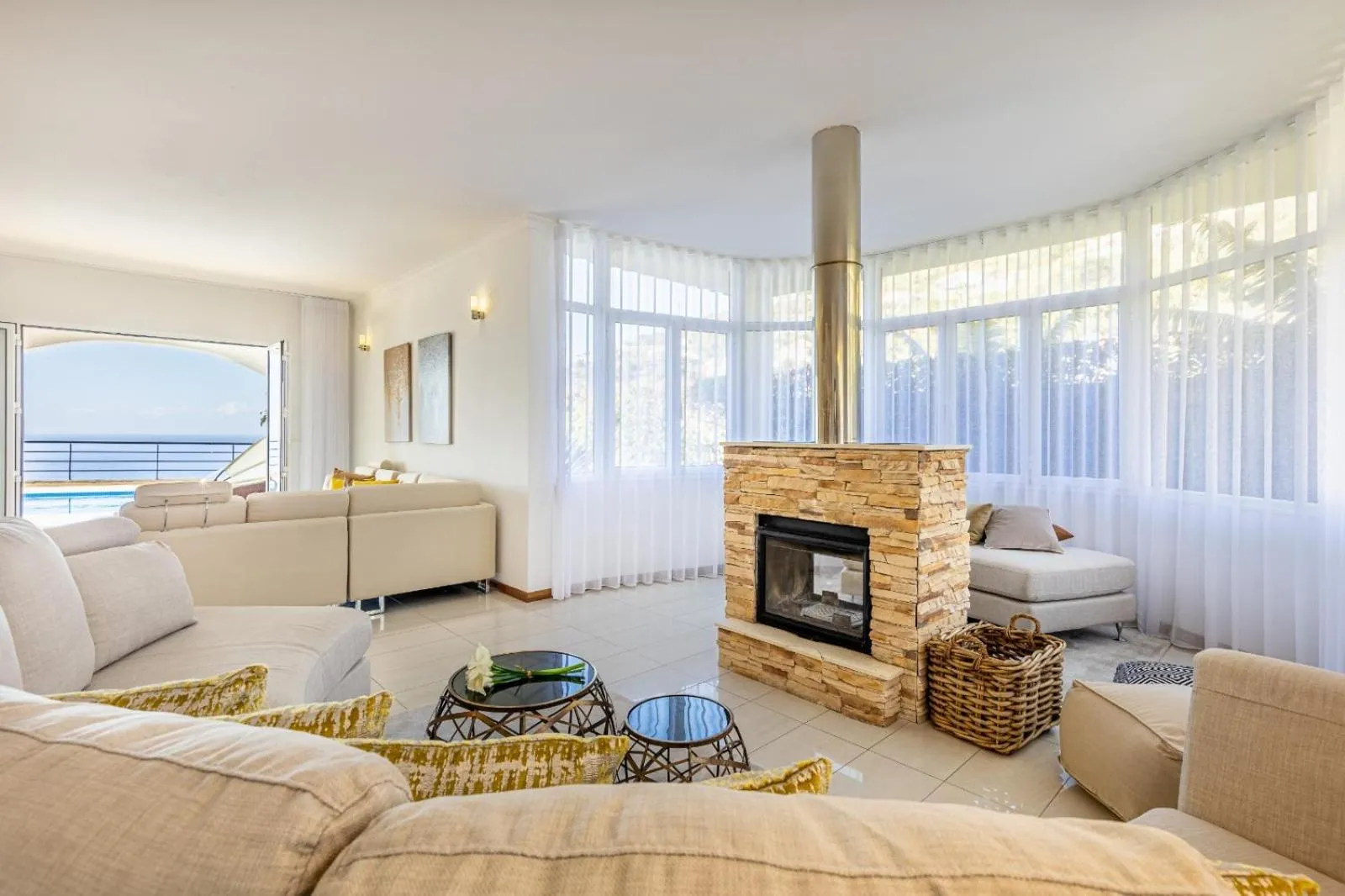 Luxury villa with private heated pool, garden and views of the sea and mountains.