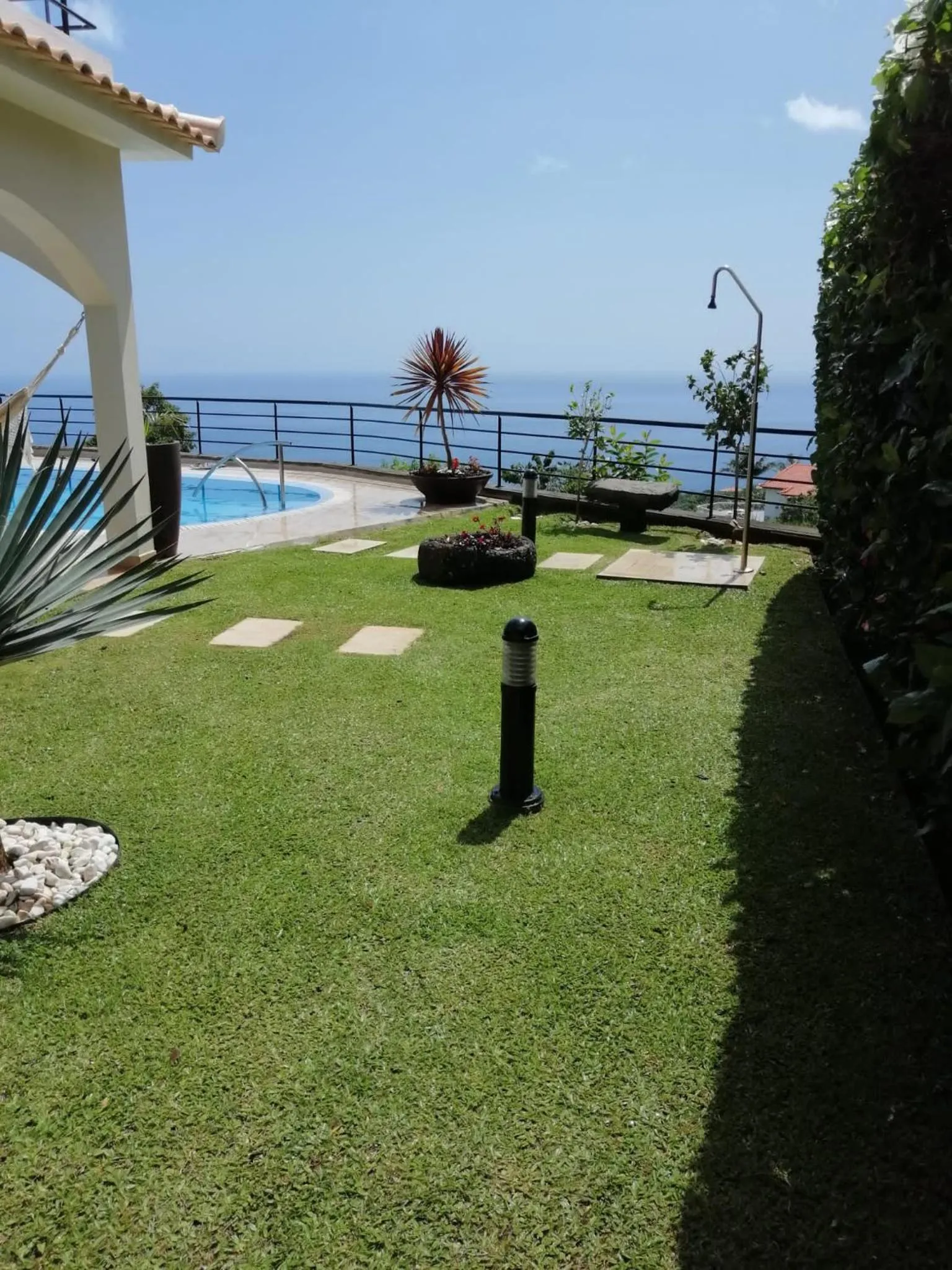 Luxury villa with private heated pool, garden and views of the sea and mountains.