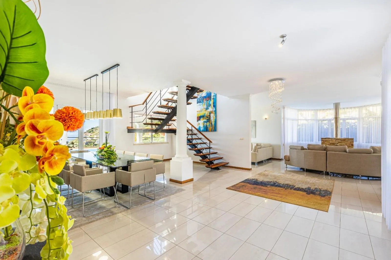 Luxury villa with private heated pool, garden and views of the sea and mountains.