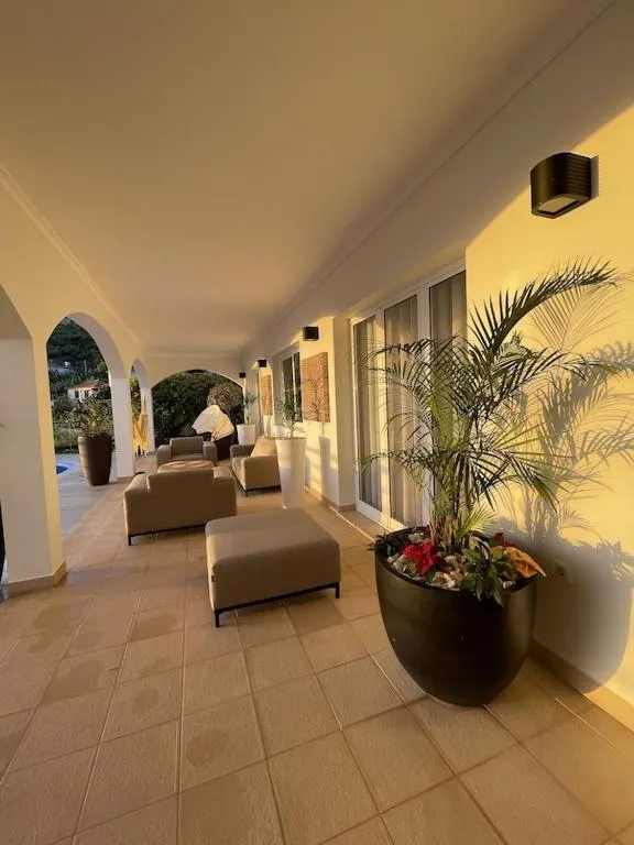 Balcony/Terrace, Bed in Luxury villa with private heated pool, garden and views of the sea and mountains.
