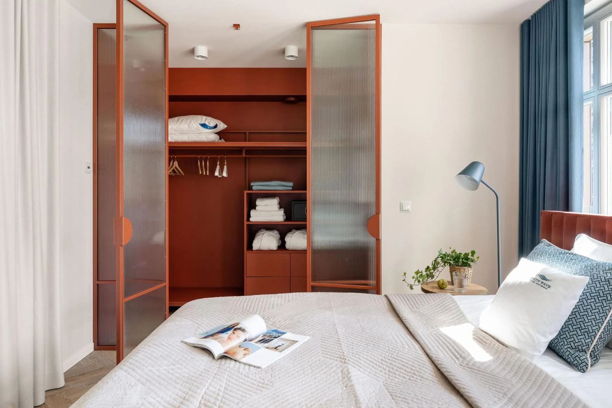 Bed in Baltic Wave Boutique Apartments with sauna and gym