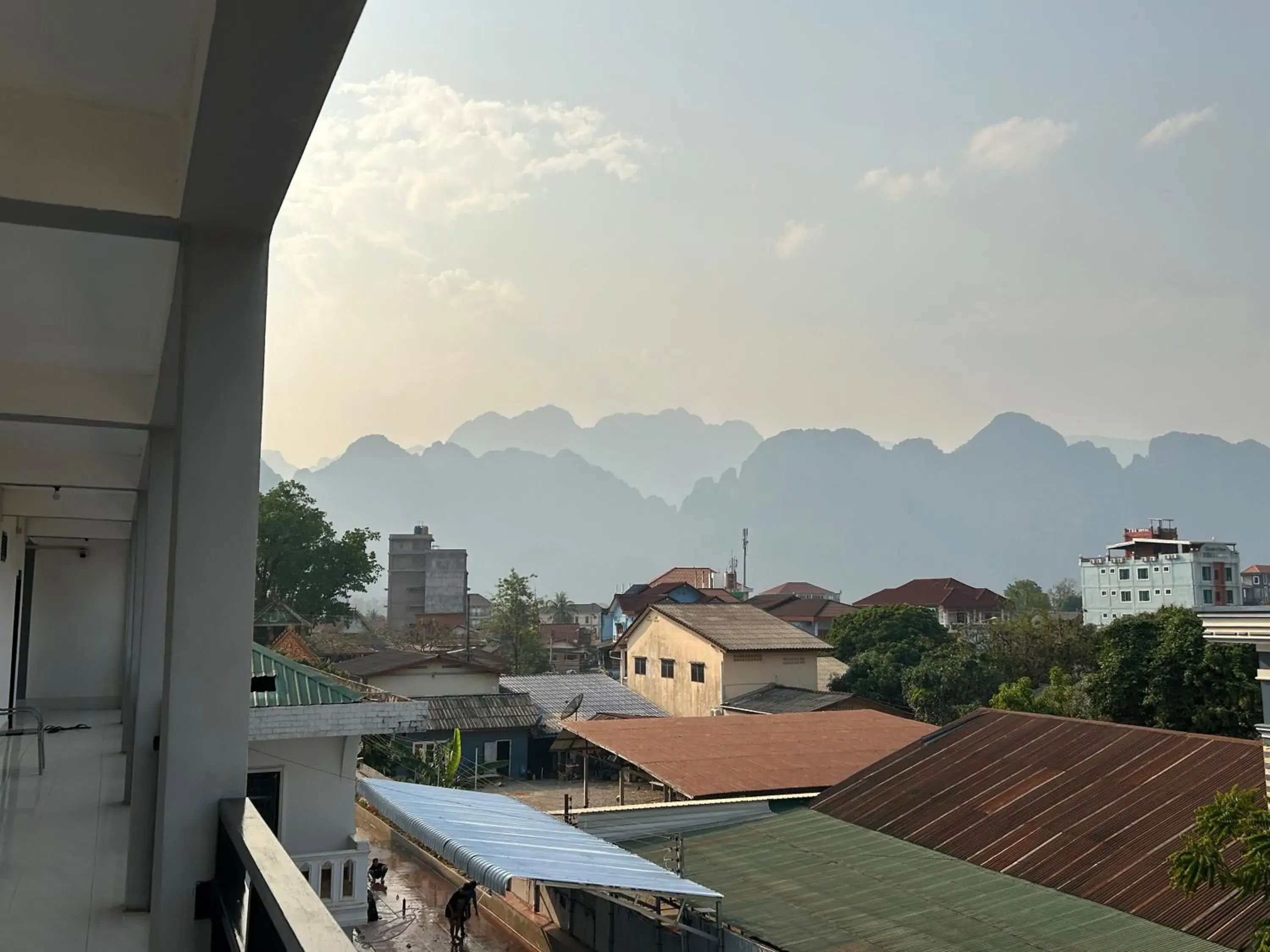 Mountain view in Vang Vieng Backpackers Hostel Mountain view in Vang Vieng Backpackers Hostel
