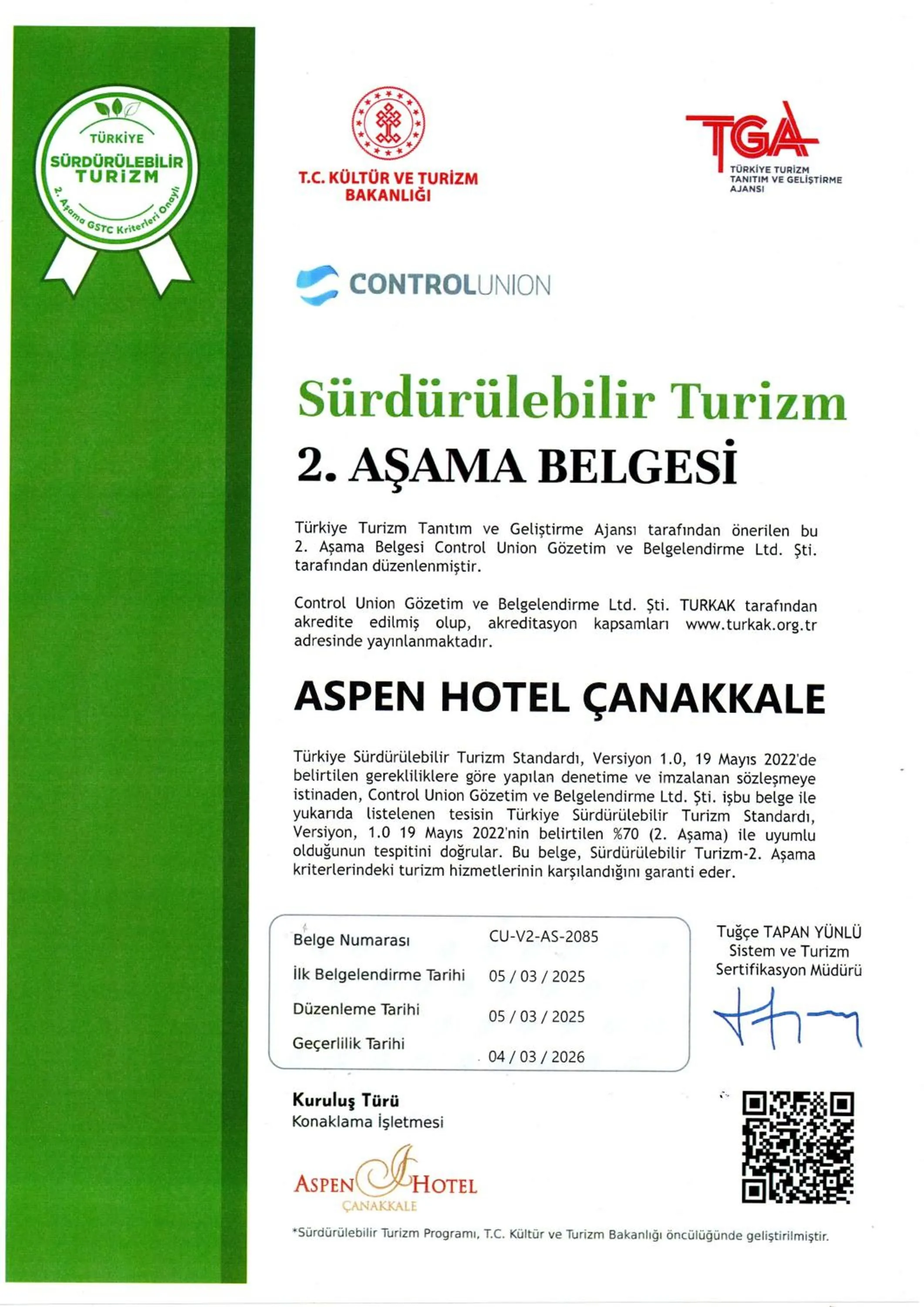 Çanakkale Bosphorus Port Aspen Hotel