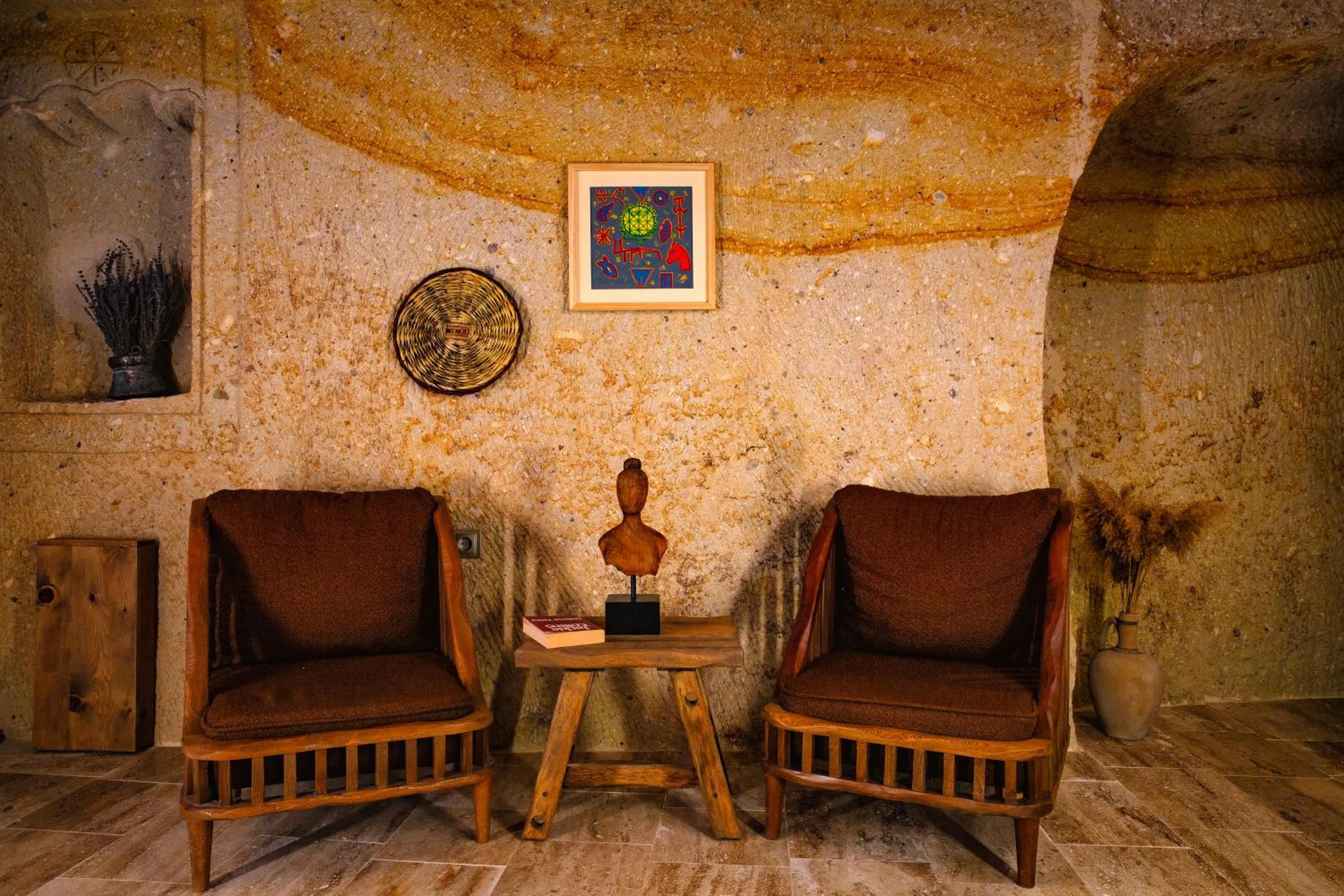 Seating area in Fragman Cave Cappadocia