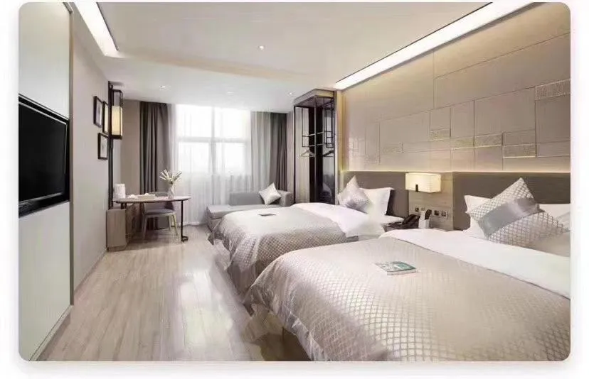 Bed in Morning Hotel, Wuhan Jinyin Lake Garden Expo Garden Yuya Yinhu City