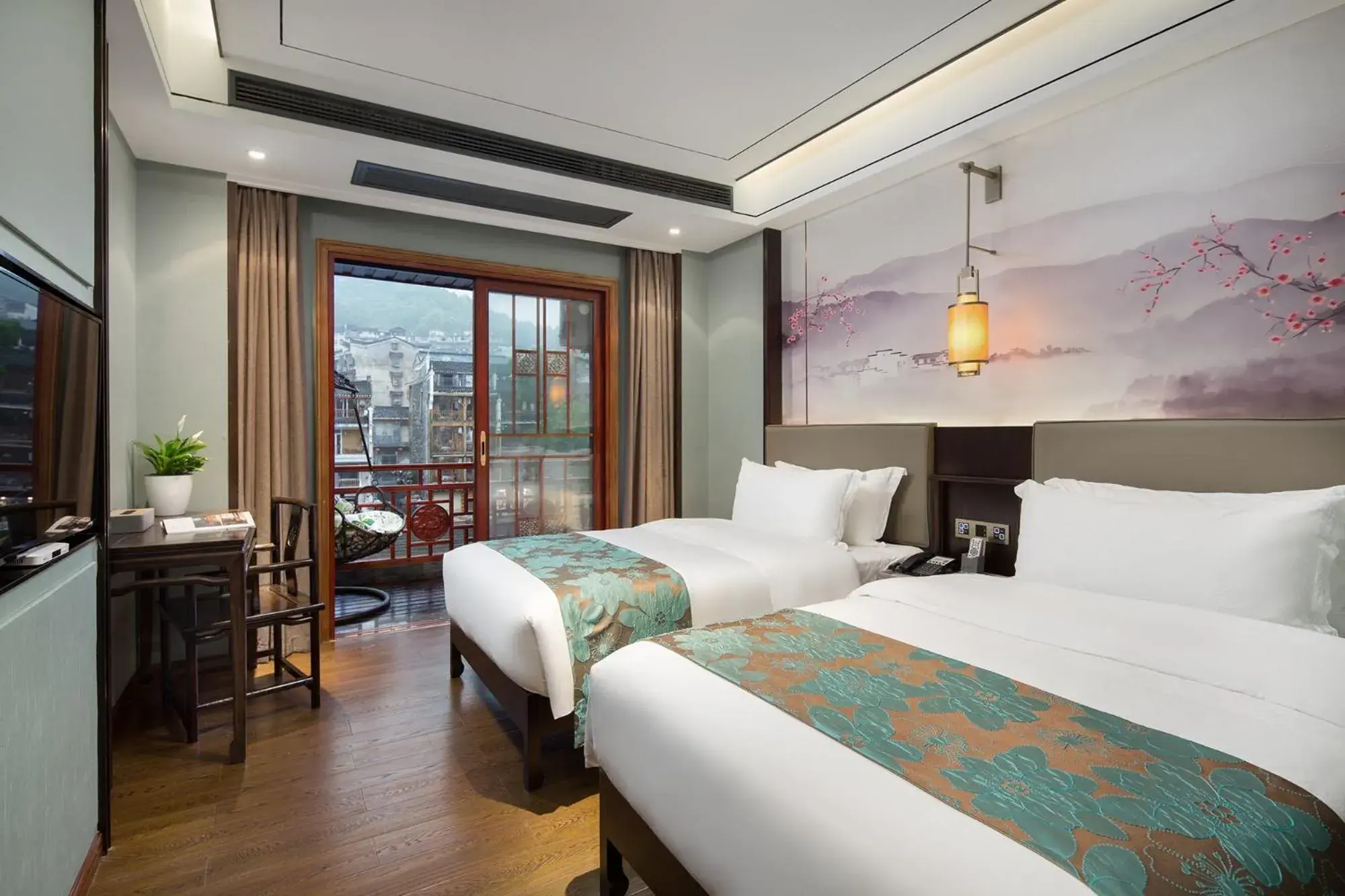 Bedroom, Bed in Morninginn, Phoenix Ancient City Tuojiang Bedroom, Bed in Morninginn, Phoenix Ancient City Tuojiang