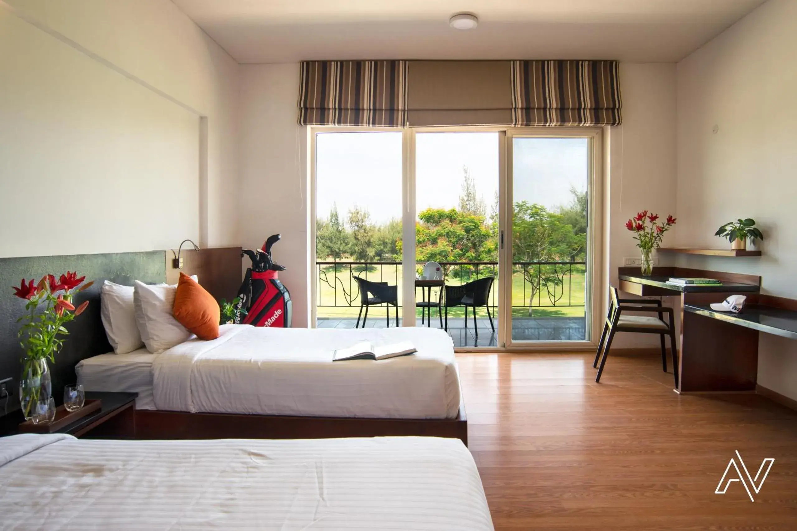 Balcony/Terrace, Bed in Clover Greens Golf Course and Resort Balcony/Terrace, Bed in Clover Greens Golf Course and Resort