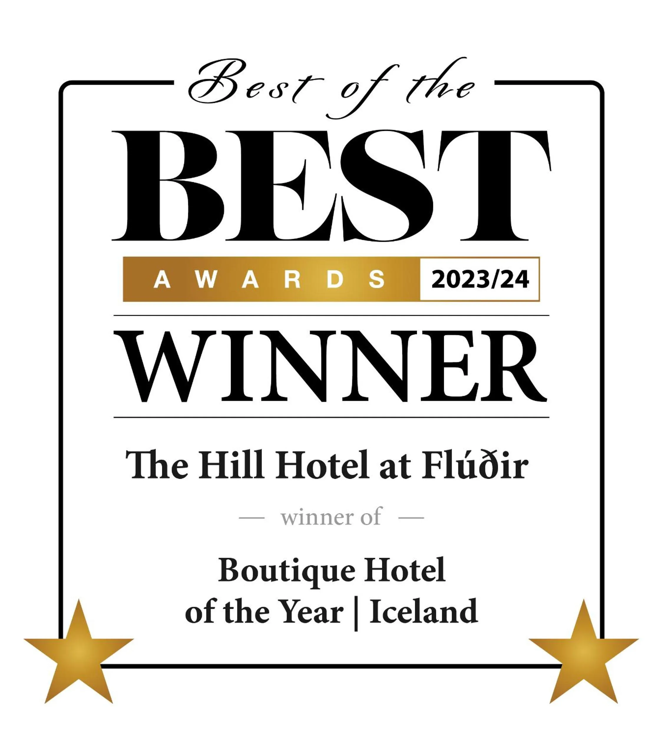 Certificate/Award in The Hill Hotel at Flúðir