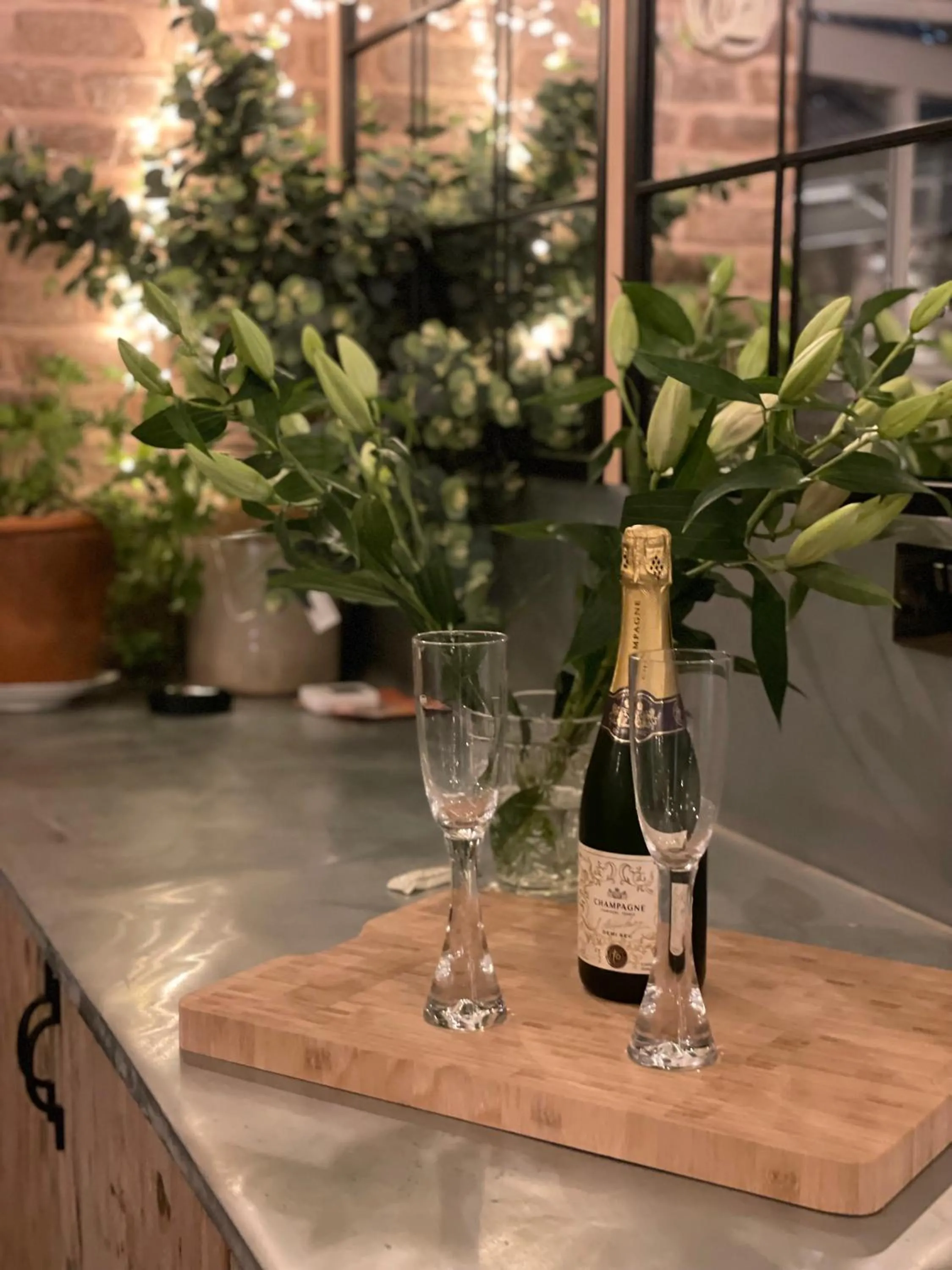 Food and drinks in The Walled Garden at Cheshire Boutique Bathhouse