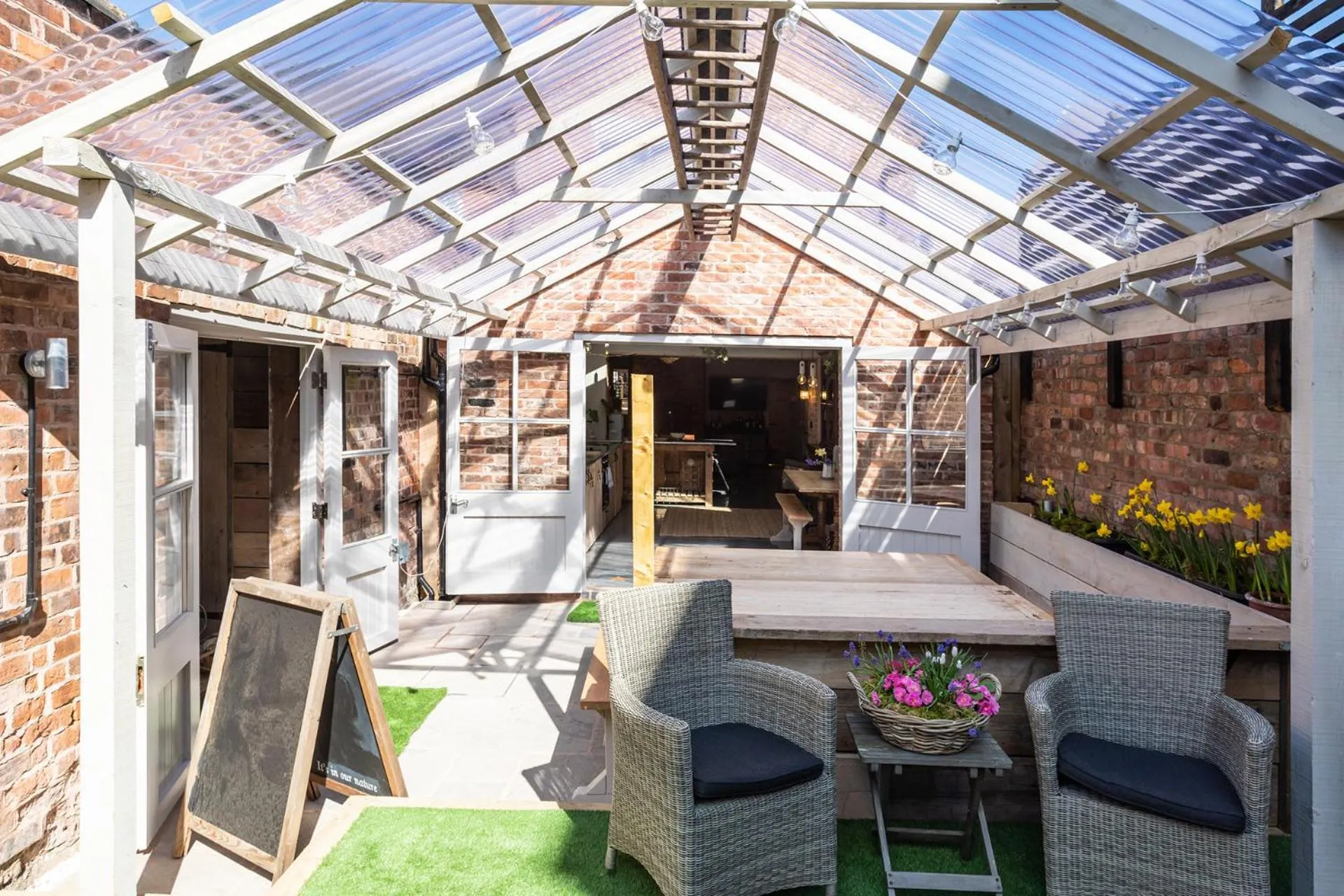 Patio in The Walled Garden at Cheshire Boutique Bathhouse