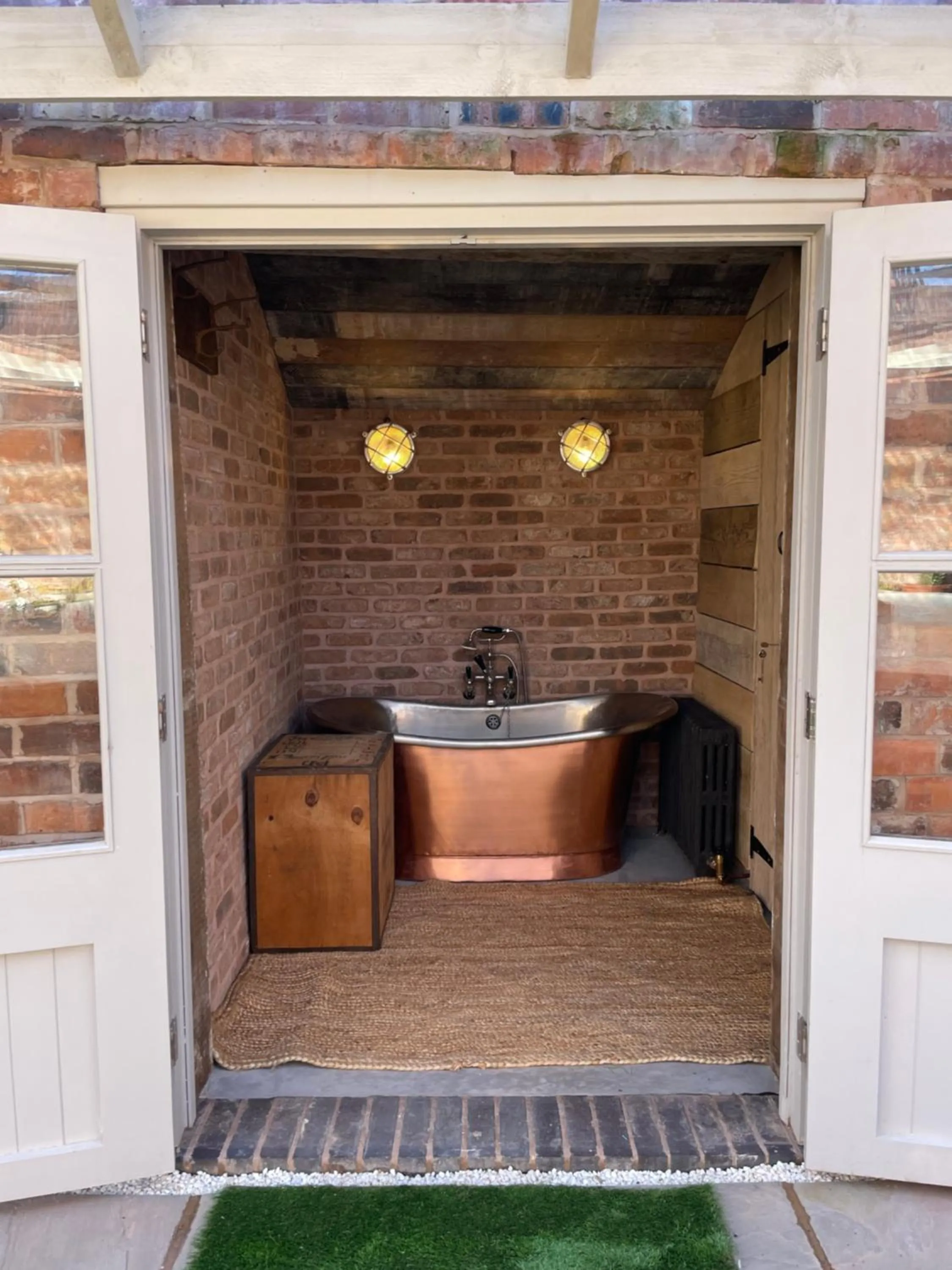 Garden view in The Walled Garden at Cheshire Boutique Bathhouse