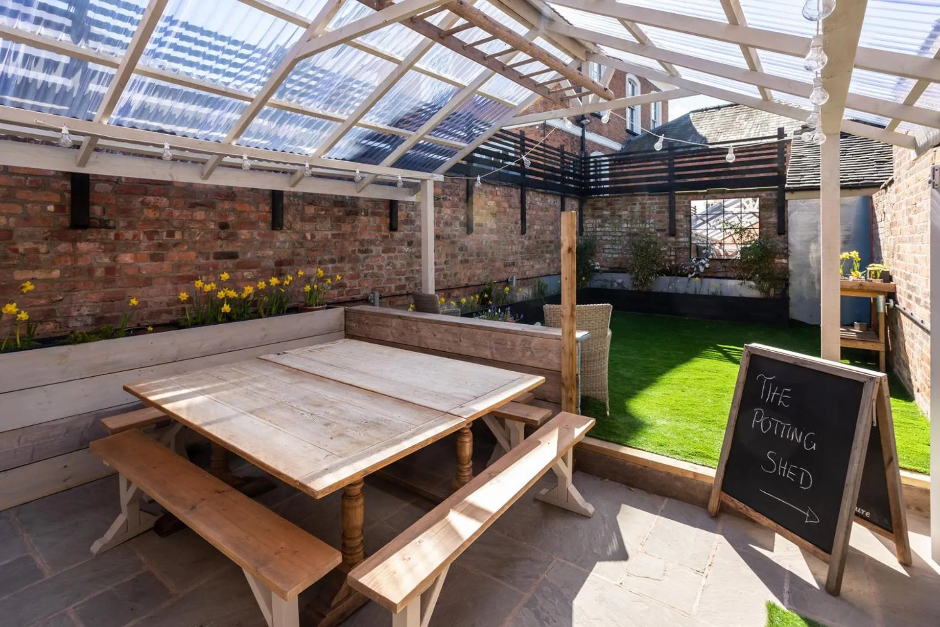 Patio in The Walled Garden at Cheshire Boutique Bathhouse
