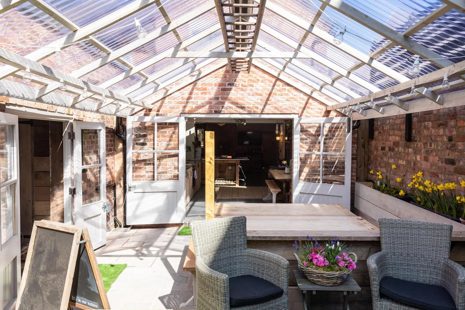 Patio in The Walled Garden at Cheshire Boutique Bathhouse
