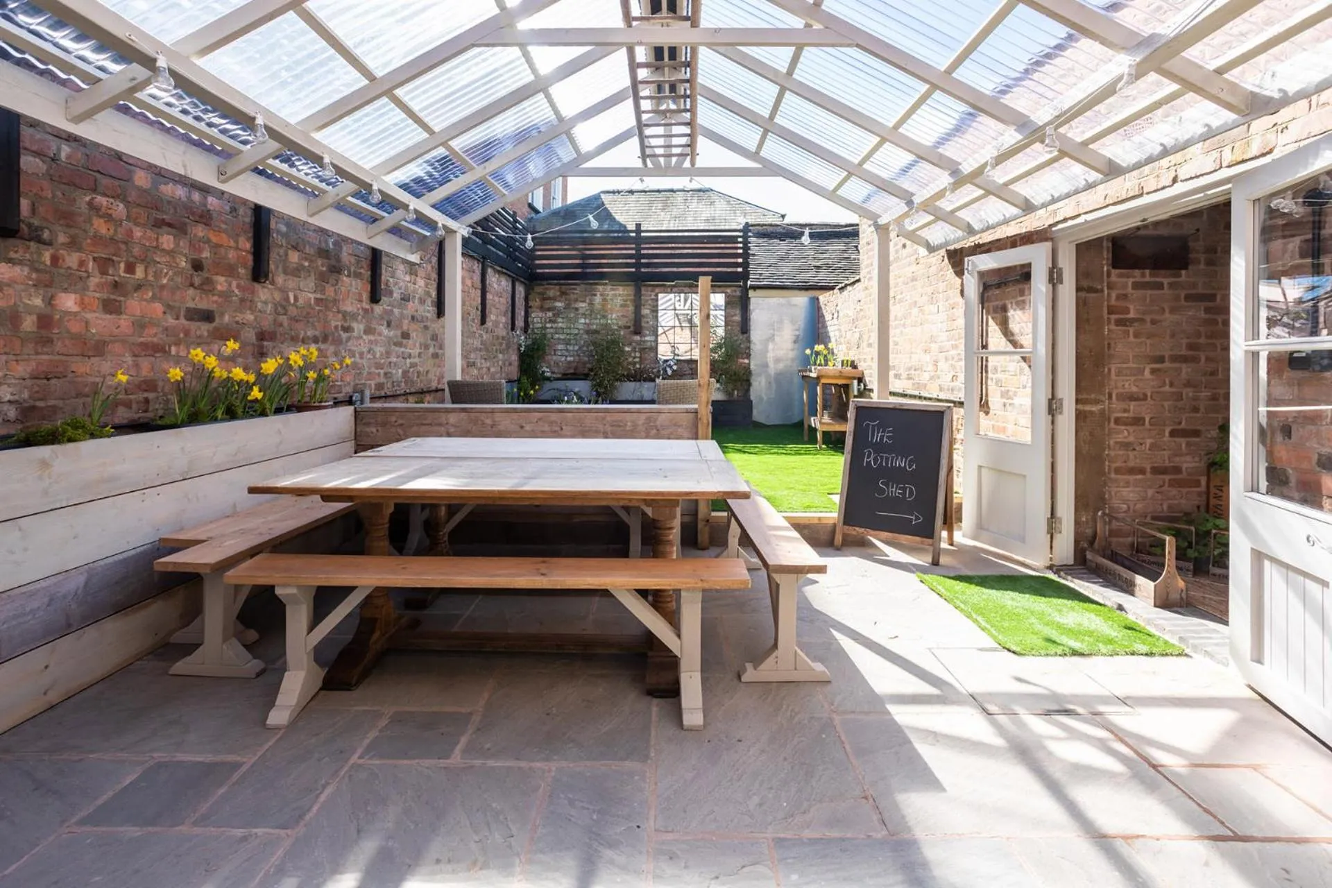 Patio in The Walled Garden at Cheshire Boutique Bathhouse