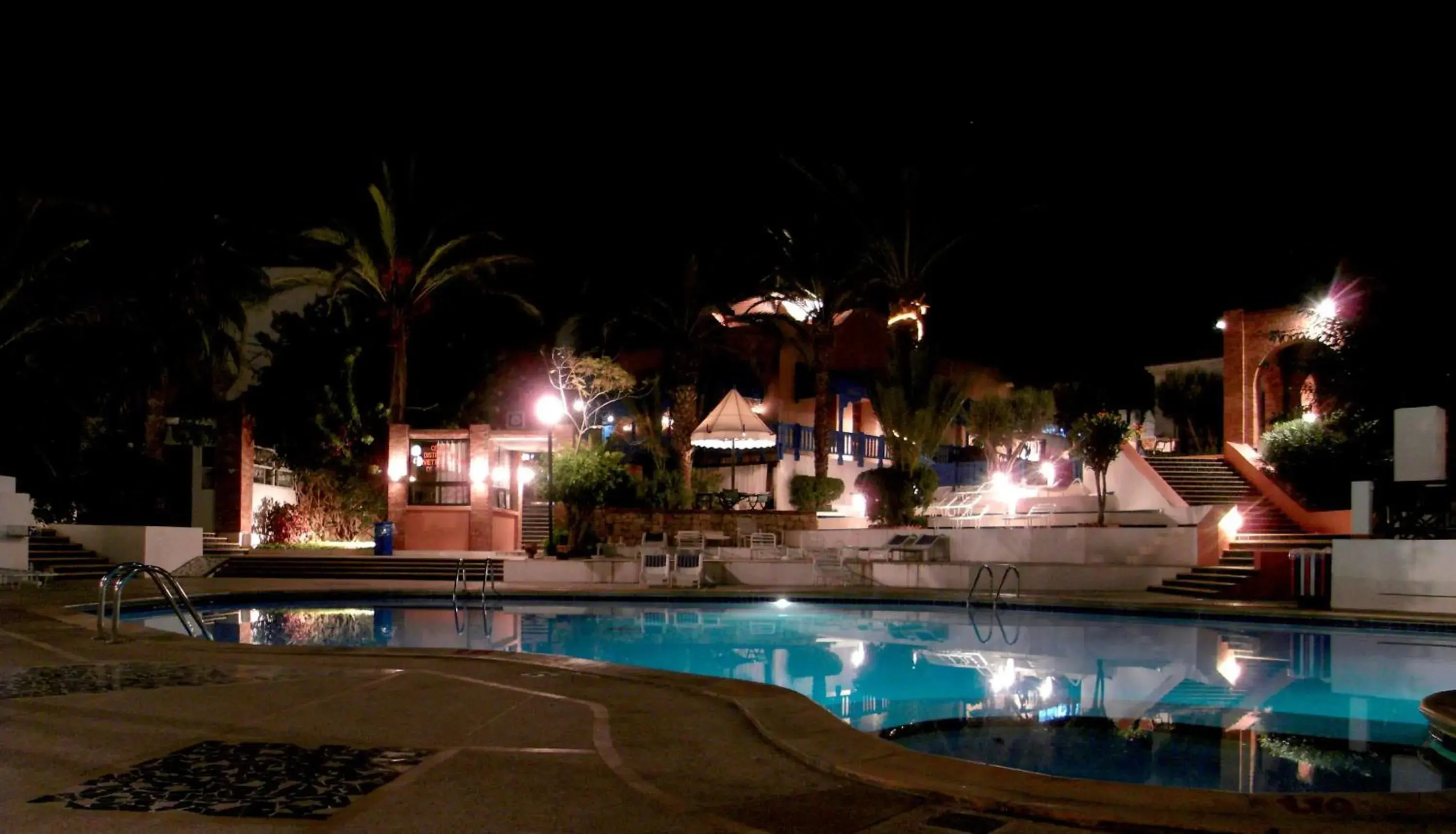 Night, Swimming Pool in El Pueblo Tamlelt - All Inclusive