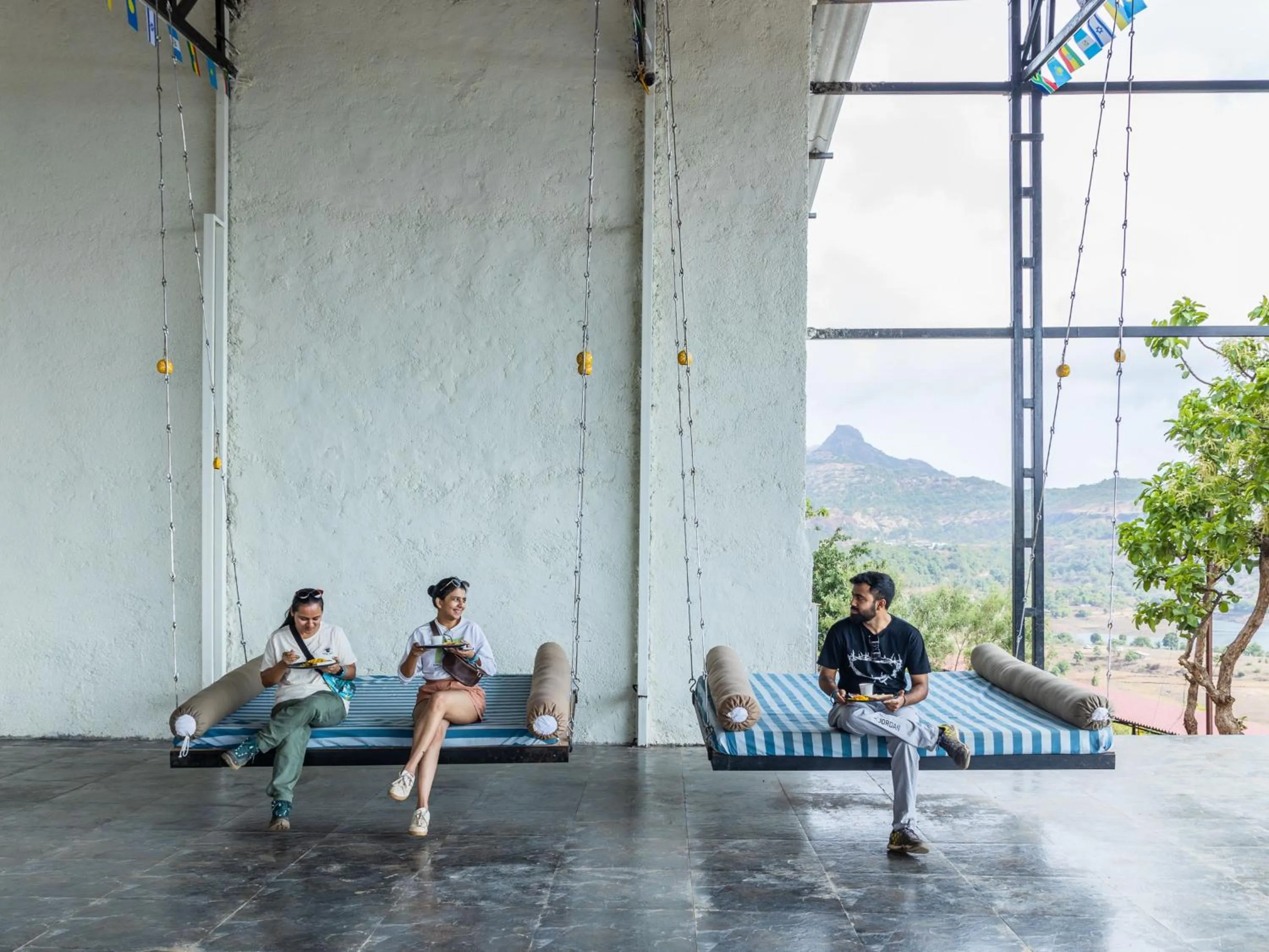 Seating area in The Hosteller Bhandardara