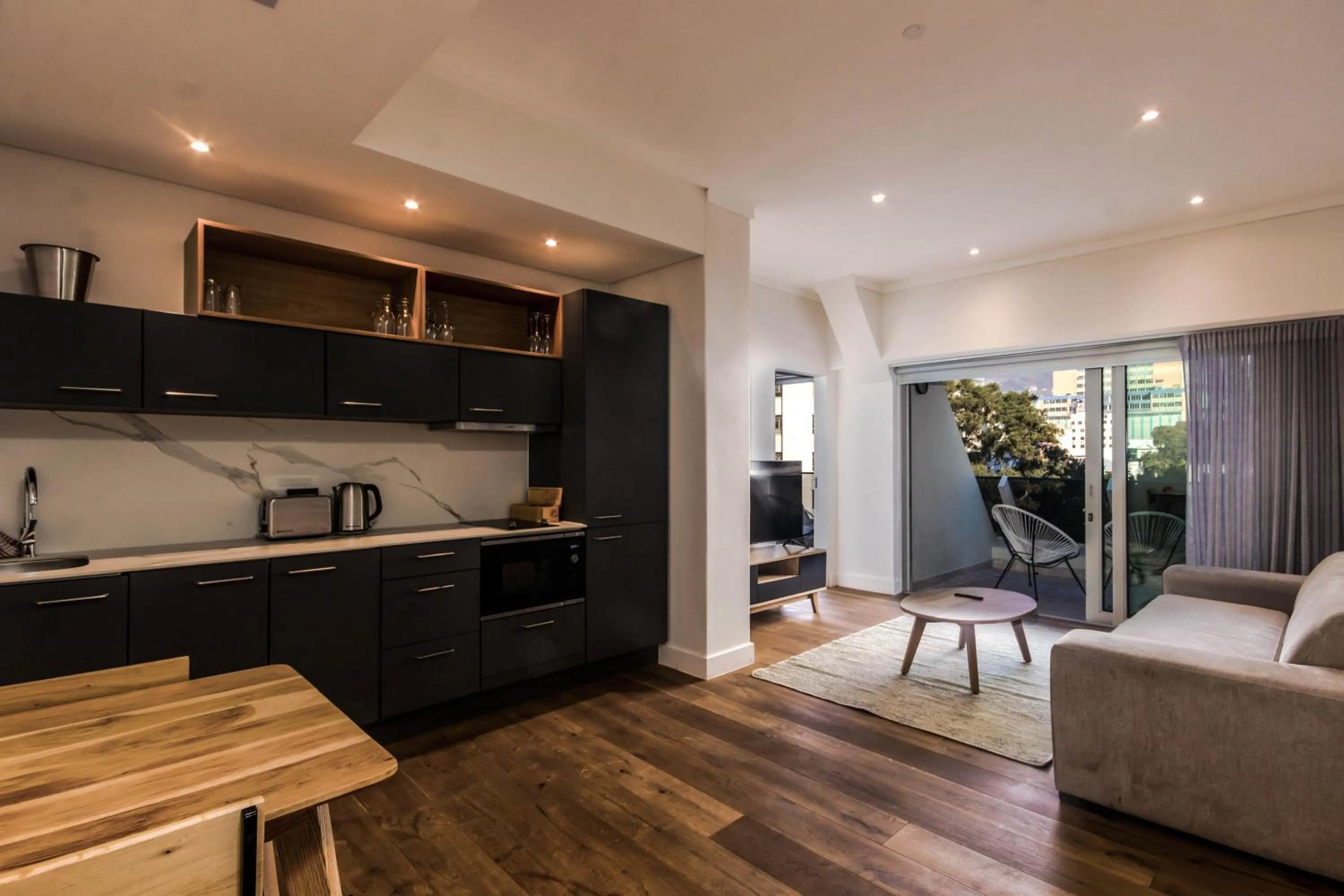 Seating area in The Barracks Apartments