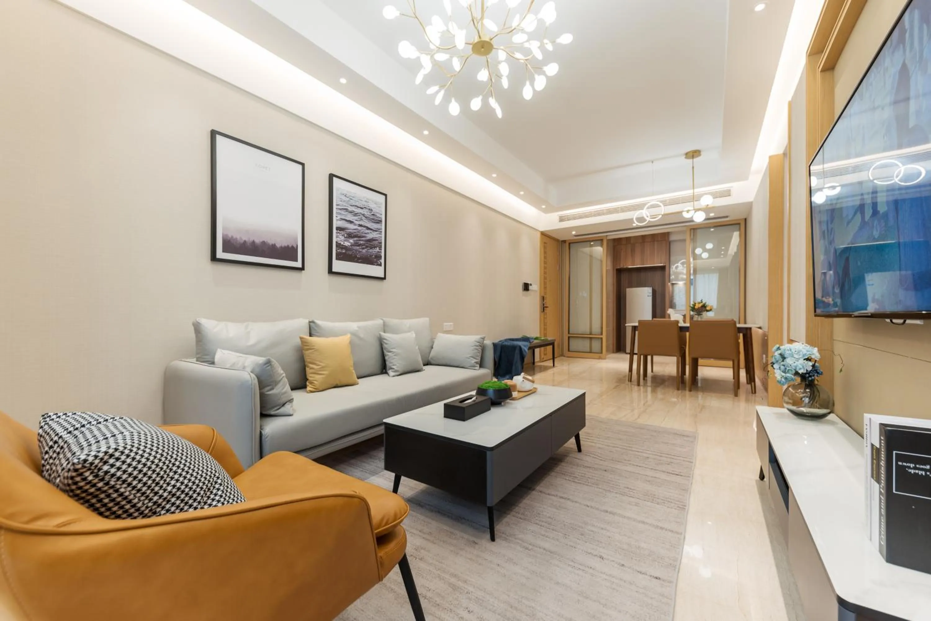 Two-bedroom, one-bathroom suite (with drying and washing machine, TV projection) in Litour Hotel Financial City Keyun Road Metro Guangzhou