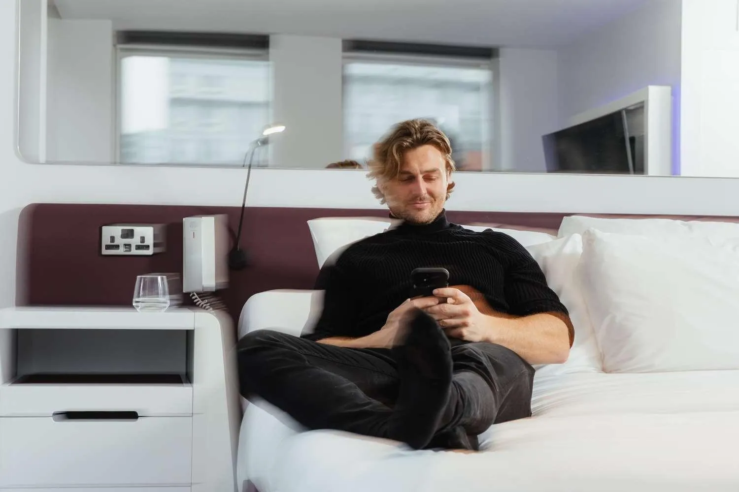 Bed in YOTEL Geneva Lake