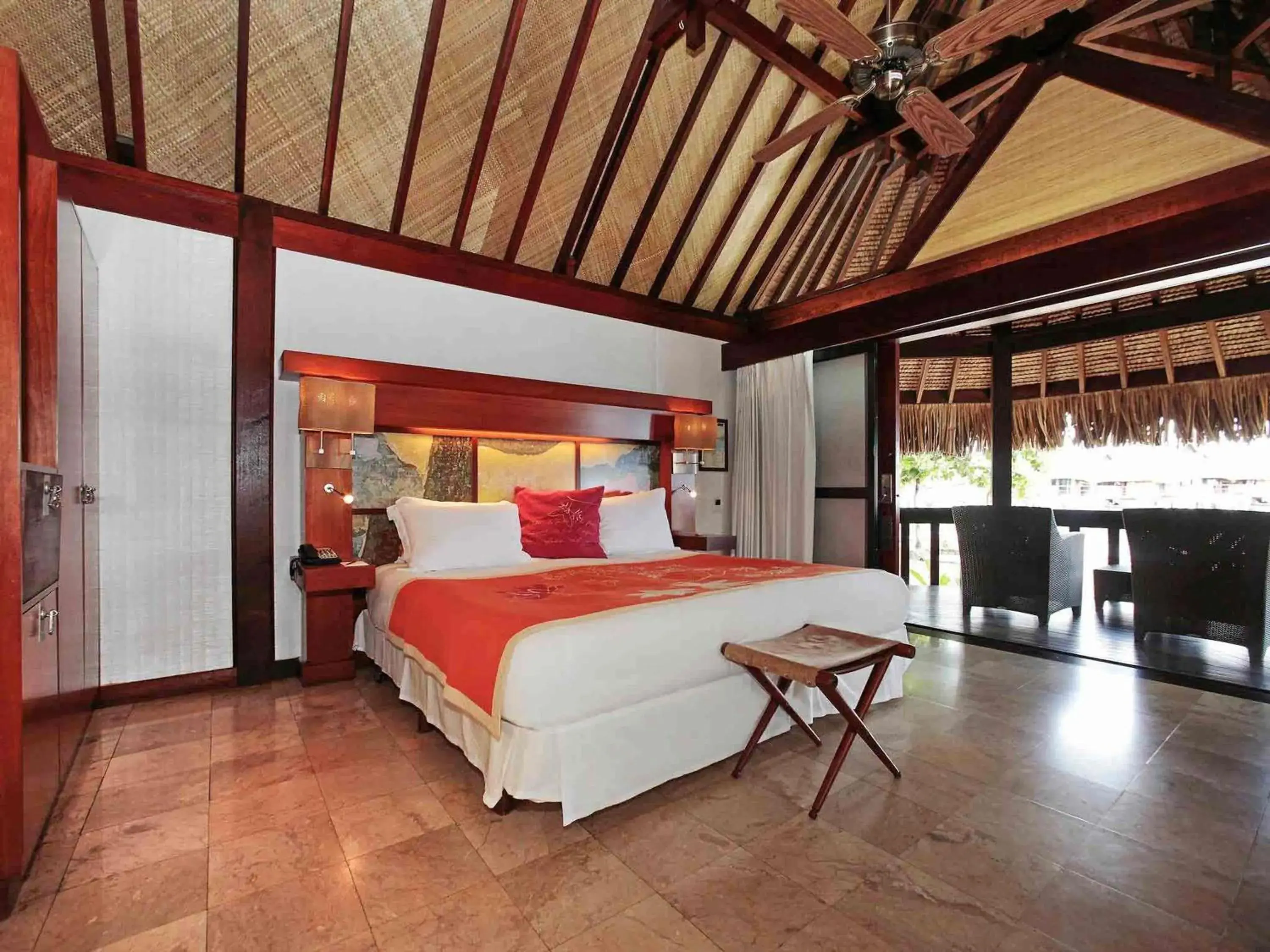 Bedroom, Bed in Sofitel Kia Ora Moorea Beach Resort Bedroom, Bed in Sofitel Kia Ora Moorea Beach Resort