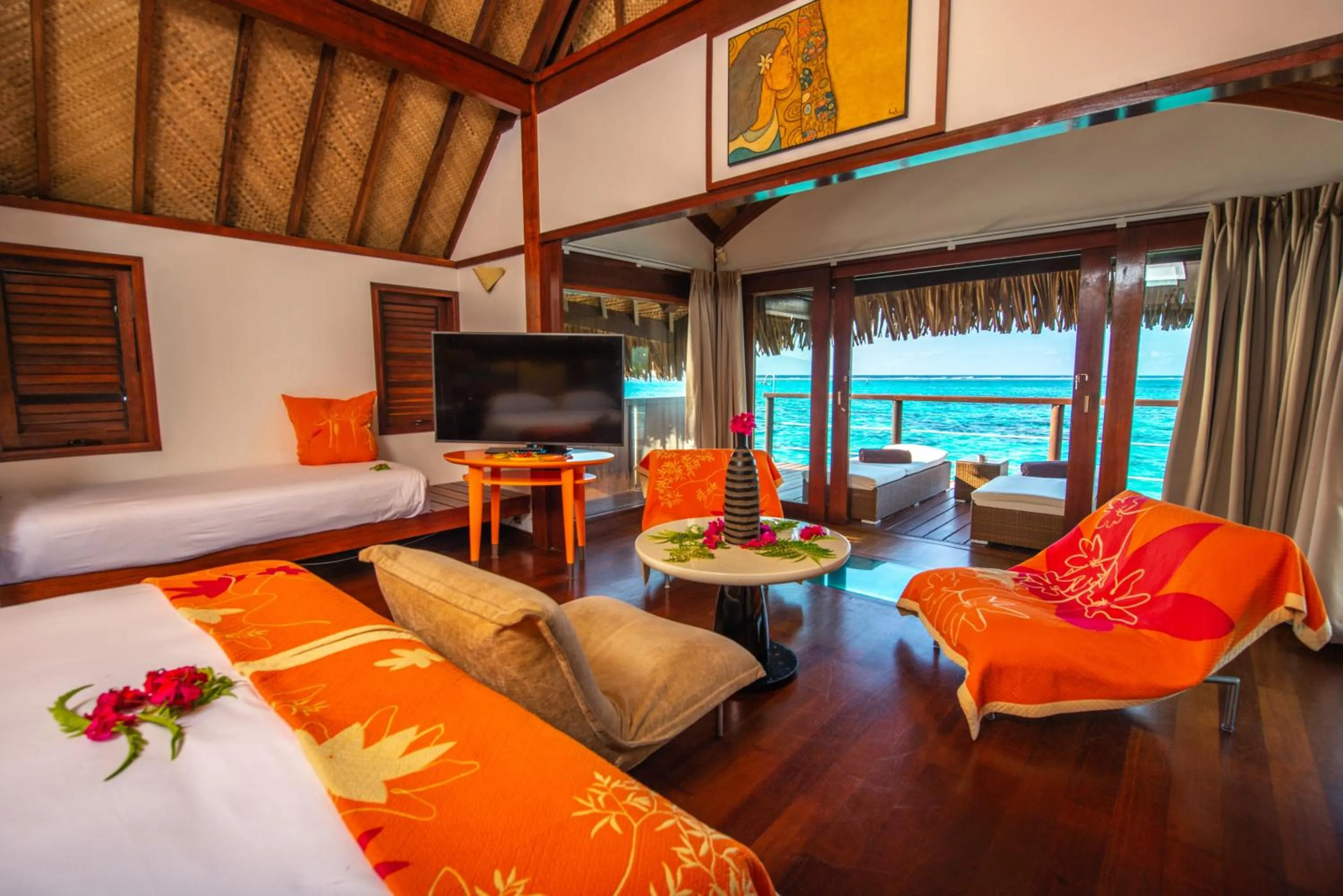 Sea view, Bed in Sofitel Kia Ora Moorea Beach Resort