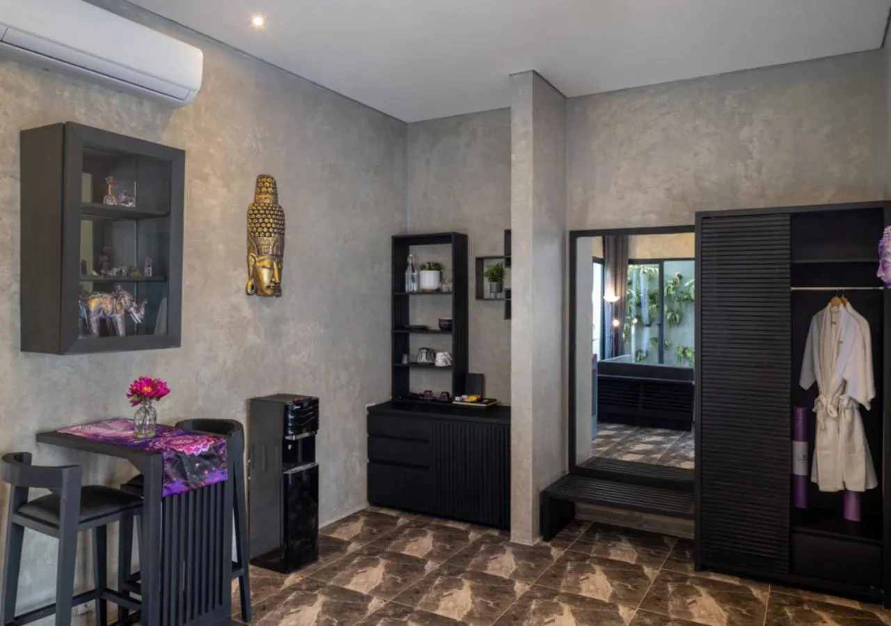 Dining area, Bed in Capung Asri Eco Luxury Resort with Private Pool Villas