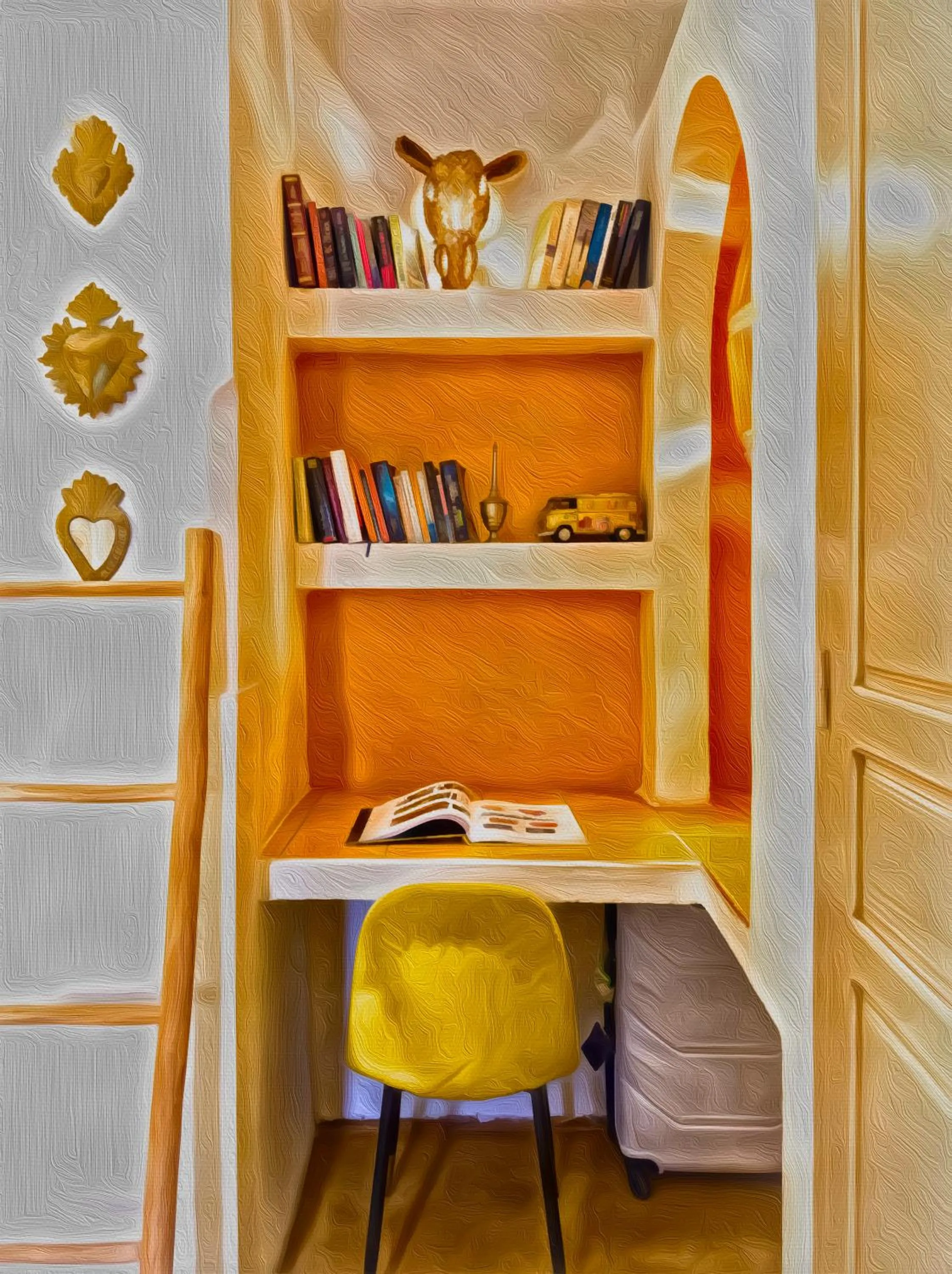 Library in Riad Lauriers Blancs