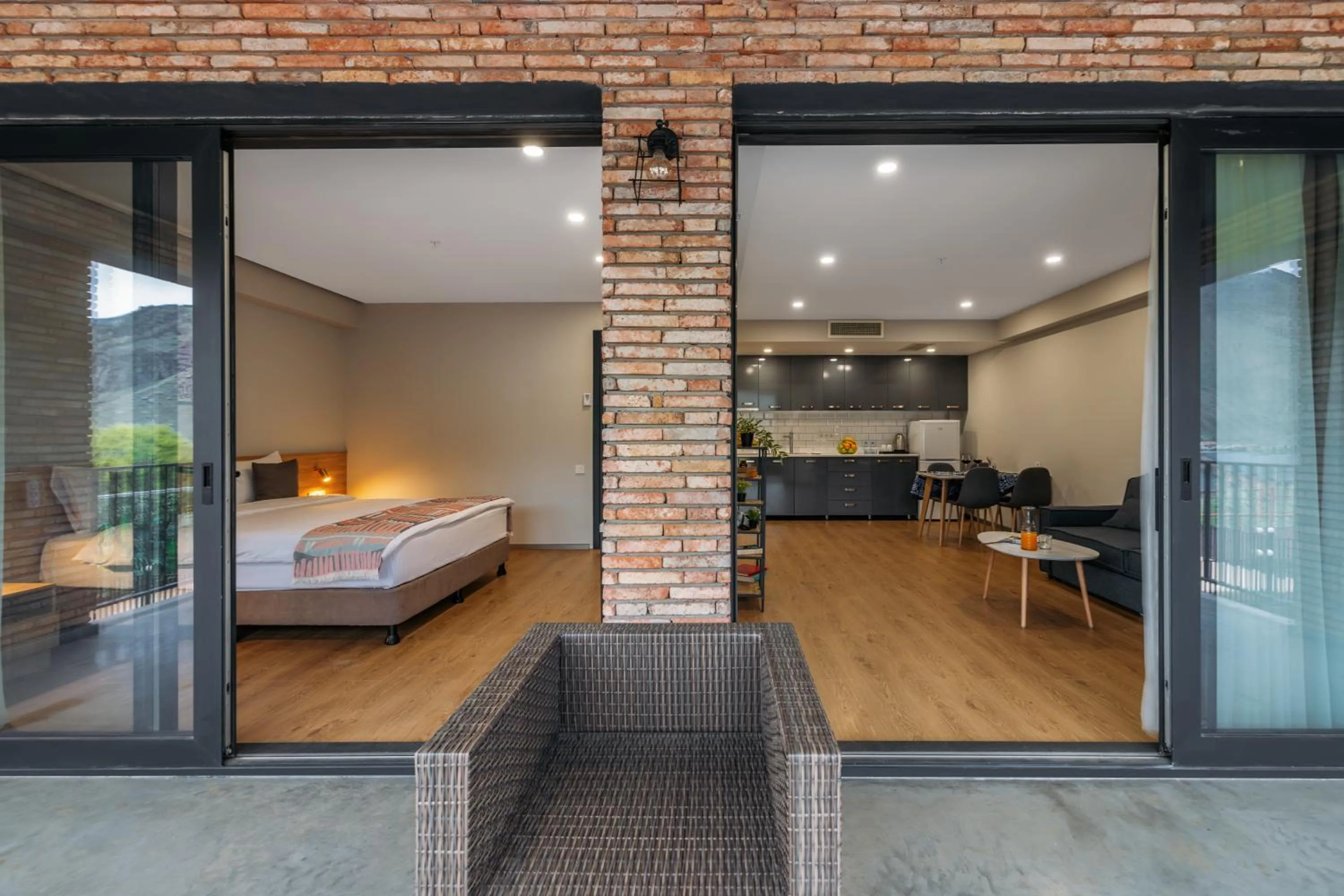 Kitchen or kitchenette, Bed in Hotel Memoir Kazbegi by DNT Group