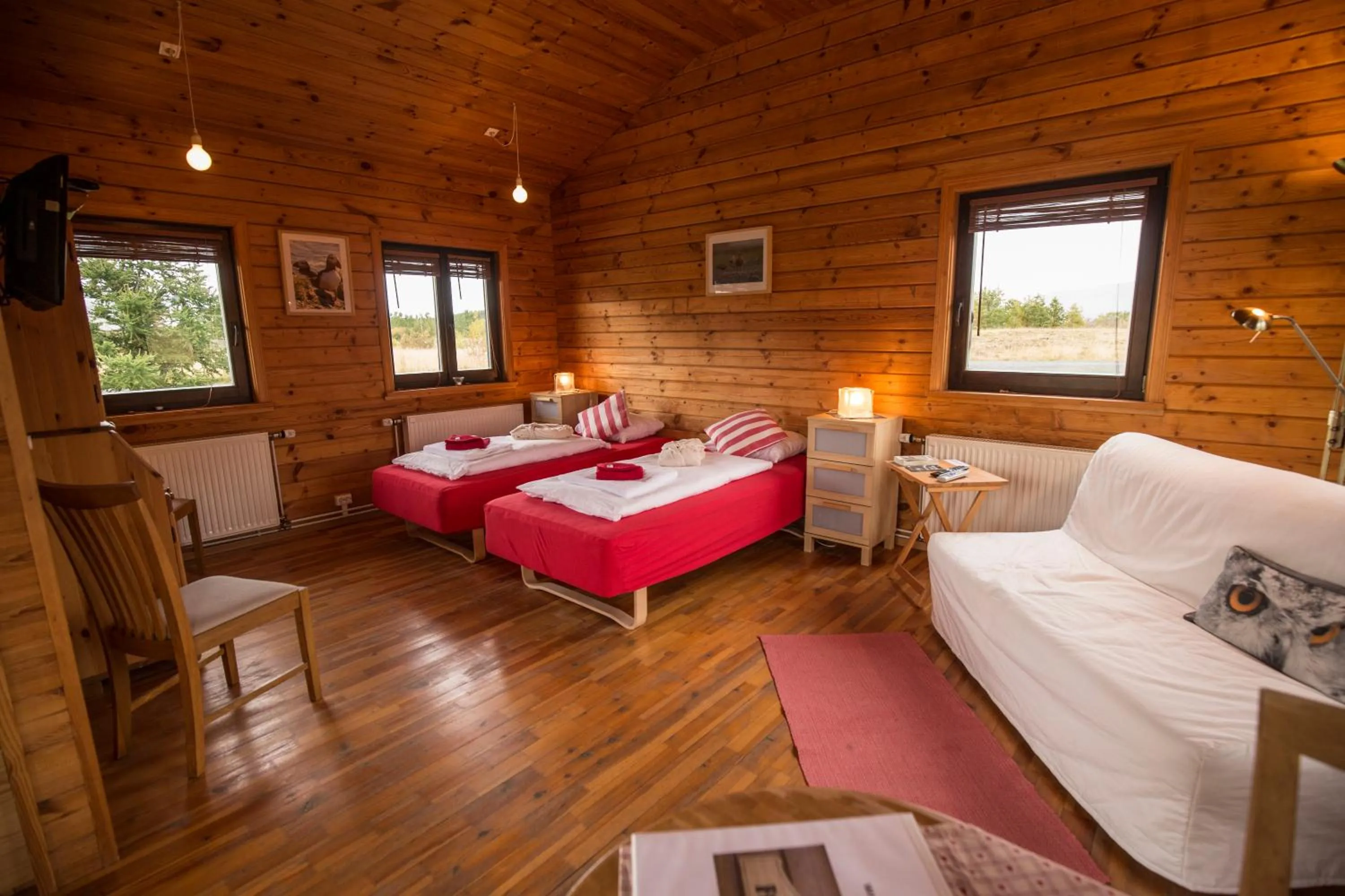 Living room, Bed in Hestasport Cottages