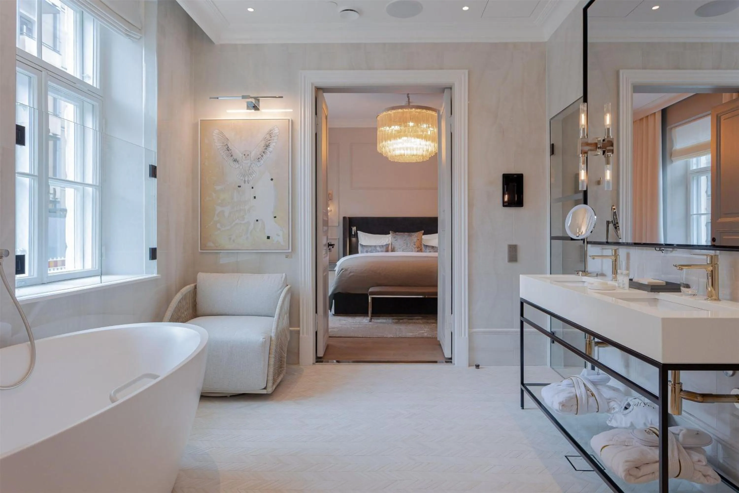 Bathroom, Bed in Waldorf Astoria Helsinki