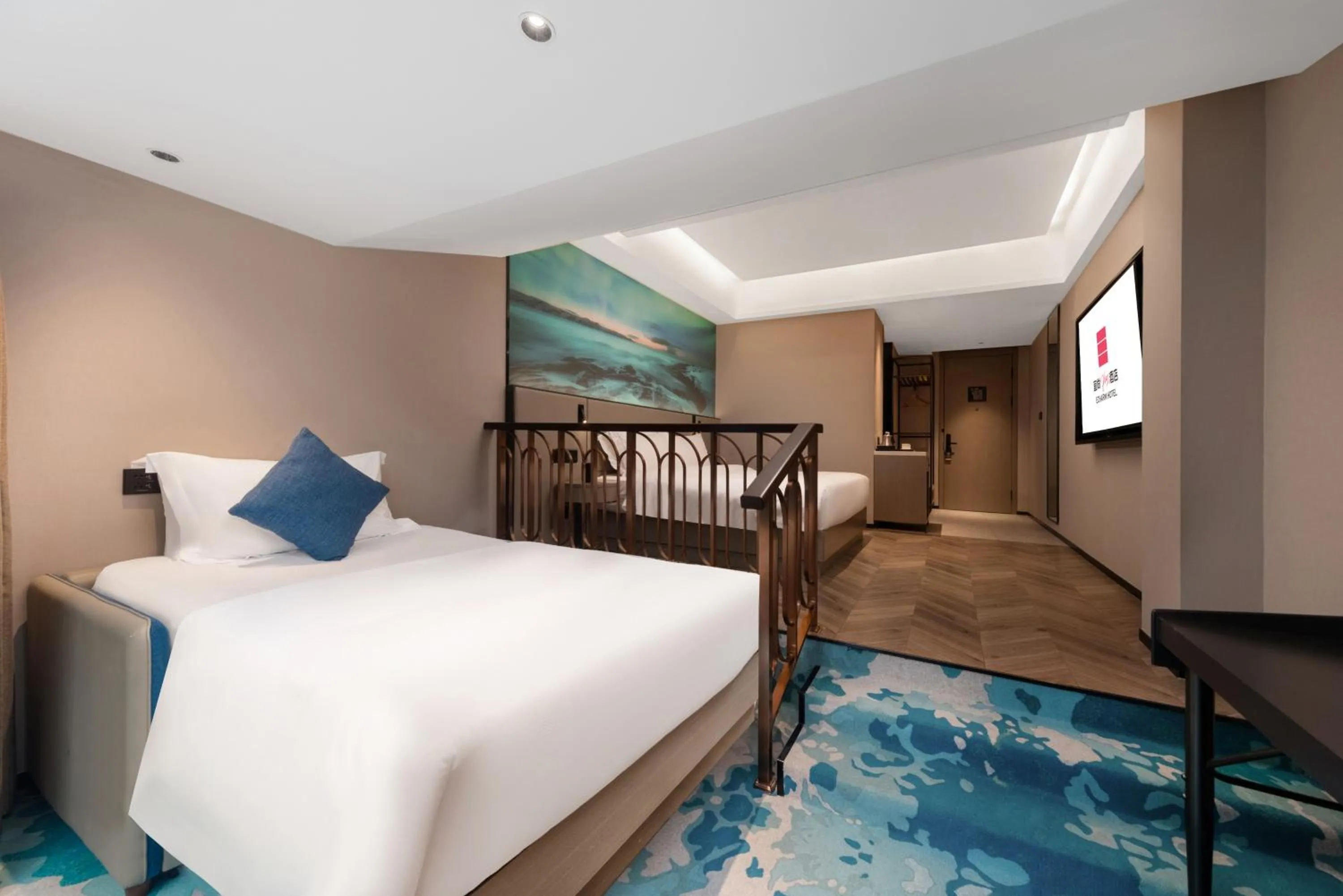 Property building, Bed in Echarm PLUS International Hotel Zhujiang New Town Wuyangcun Metro Station Branch- Free Deliver Service to Canton Fair Complex During Canton Fair Period
