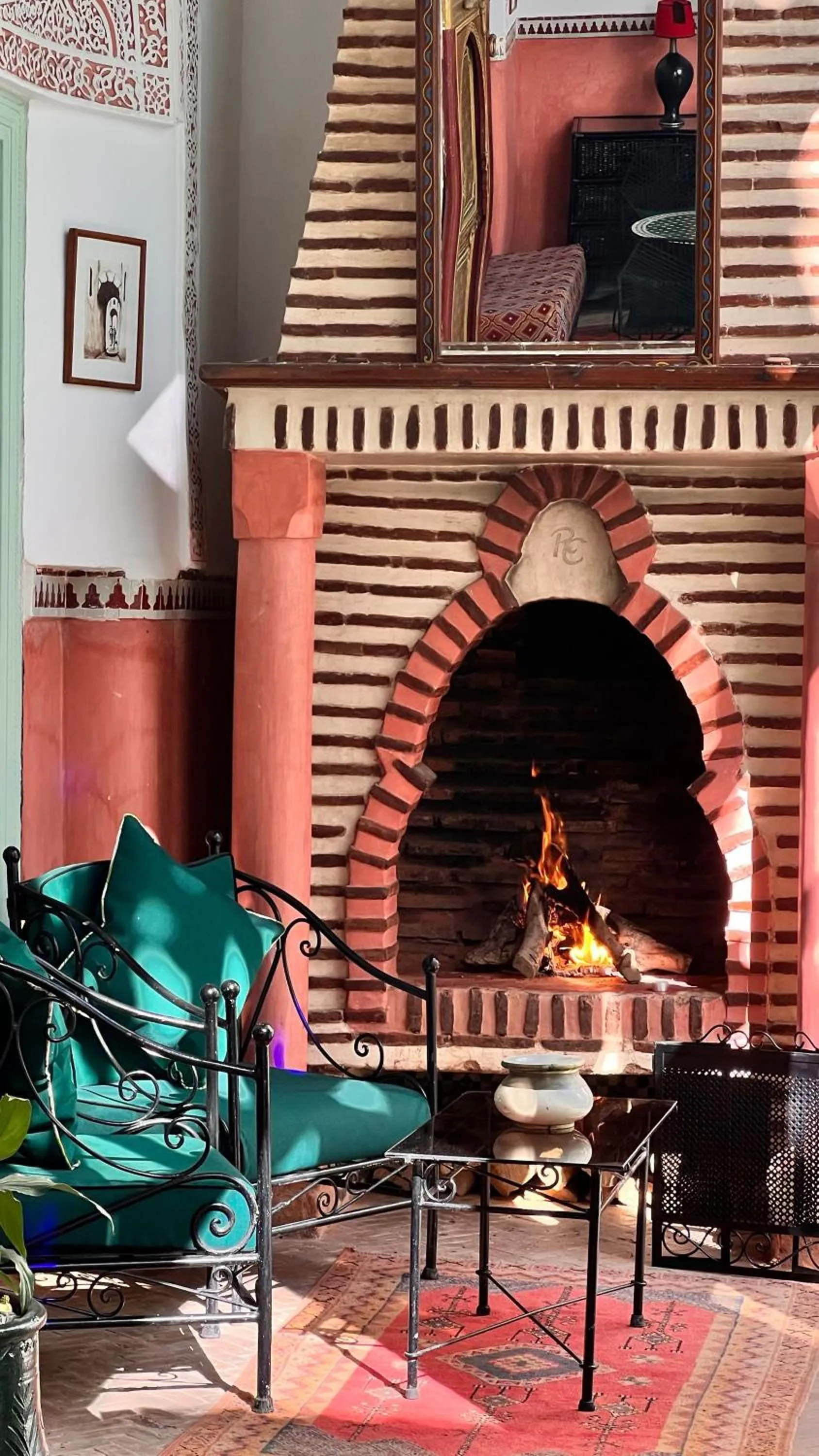 fireplace in Riad Catalina