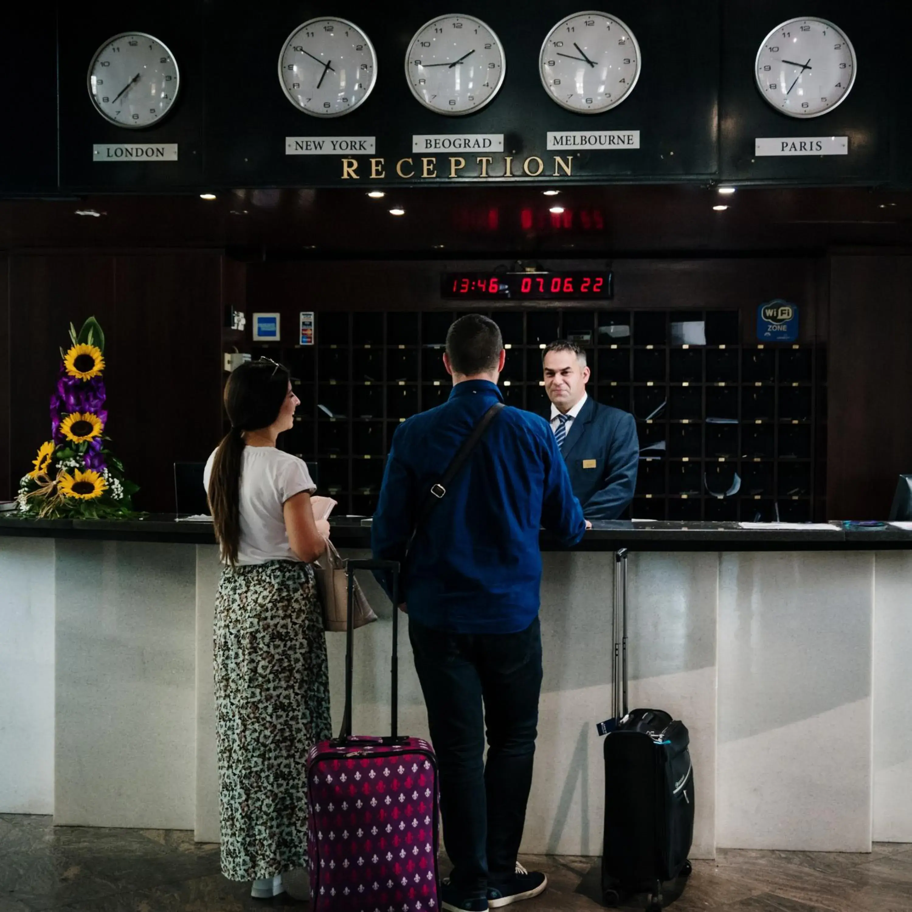 Lobby or reception in Hotel Slavija Lux Lobby or reception in Hotel Slavija Lux