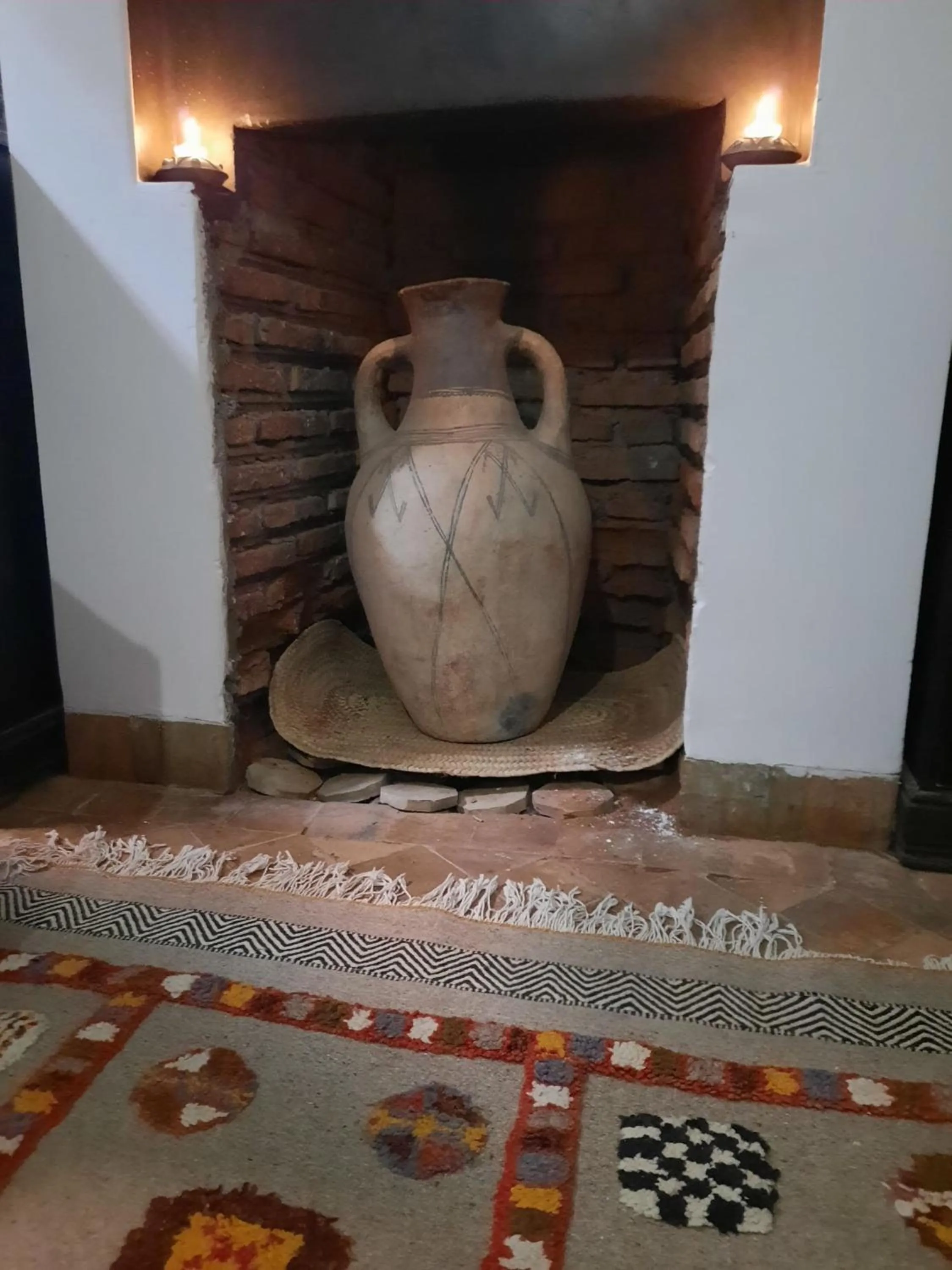 fireplace in Riad Aubrac