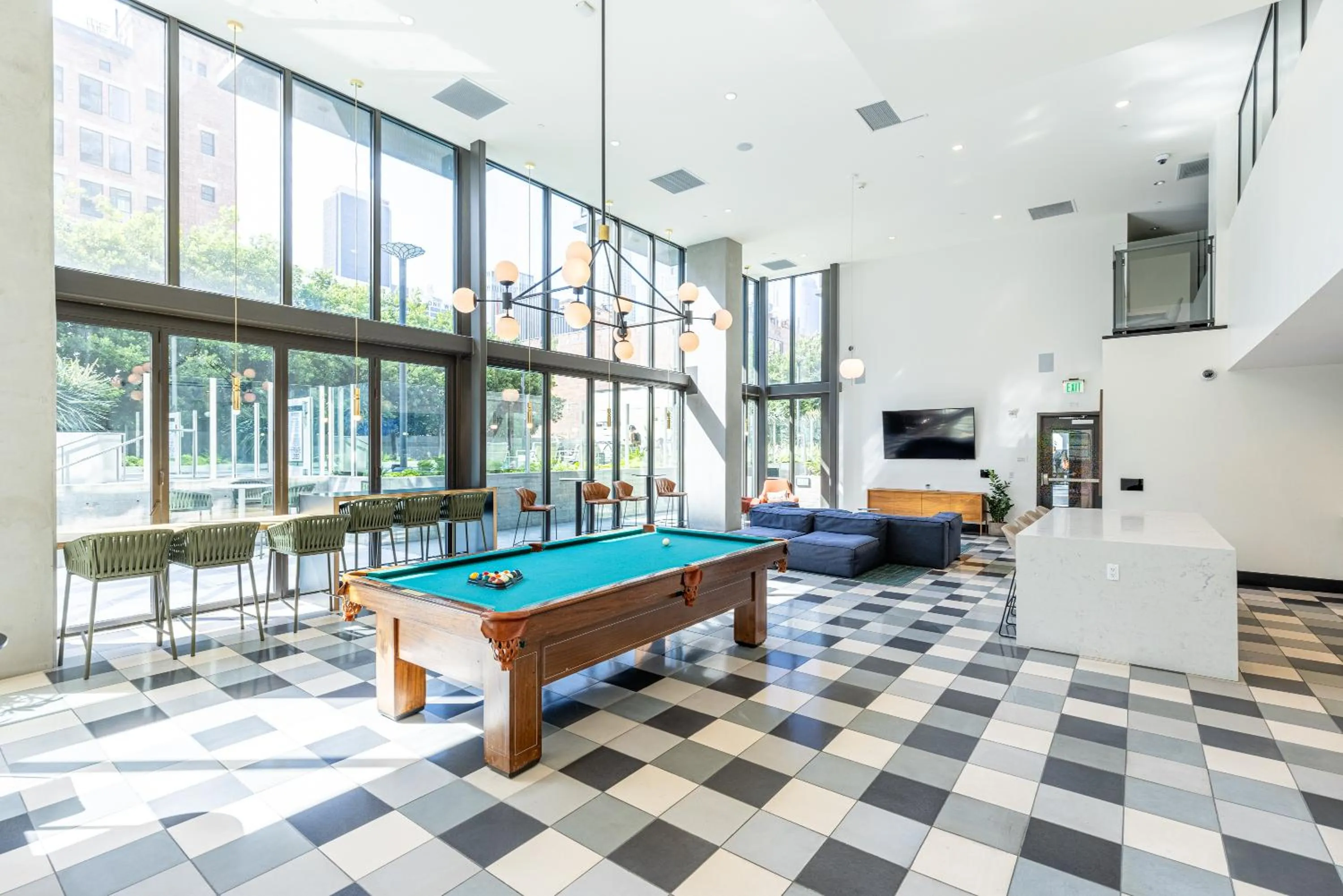 Billiard in Top Floor High Rise 3 Bed DTLA Skyscraper Penthouse