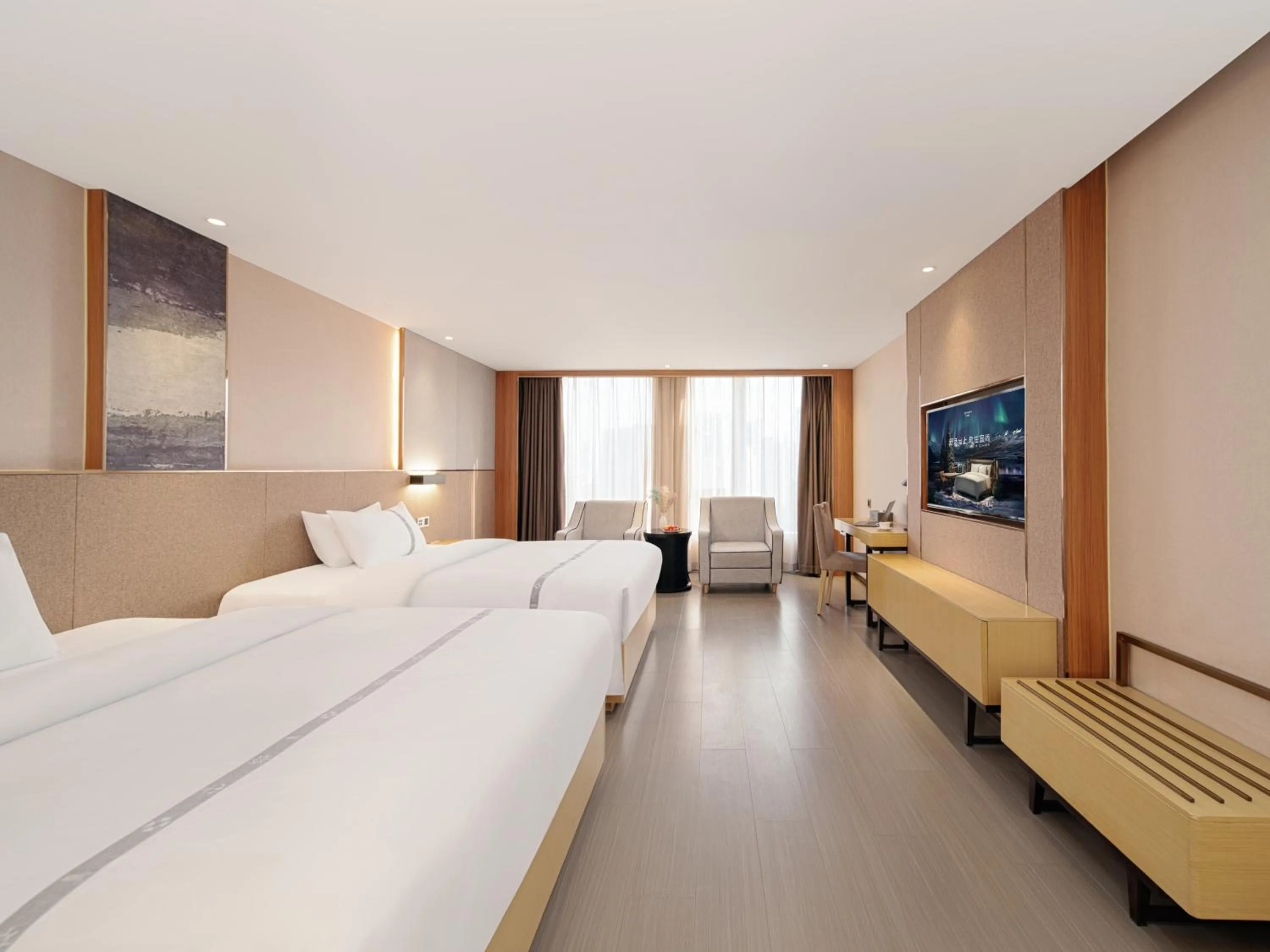 Communal lounge/ TV room, Bed in Yishang Hotel - Guangzhou Railway Station Yuexiu Park Subway Station