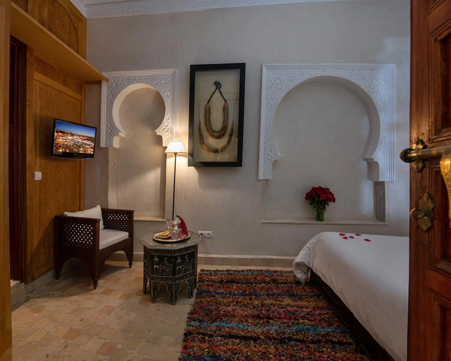 TV and multimedia, Bed in Riad Dar Justo Hotel Boutique & Spa