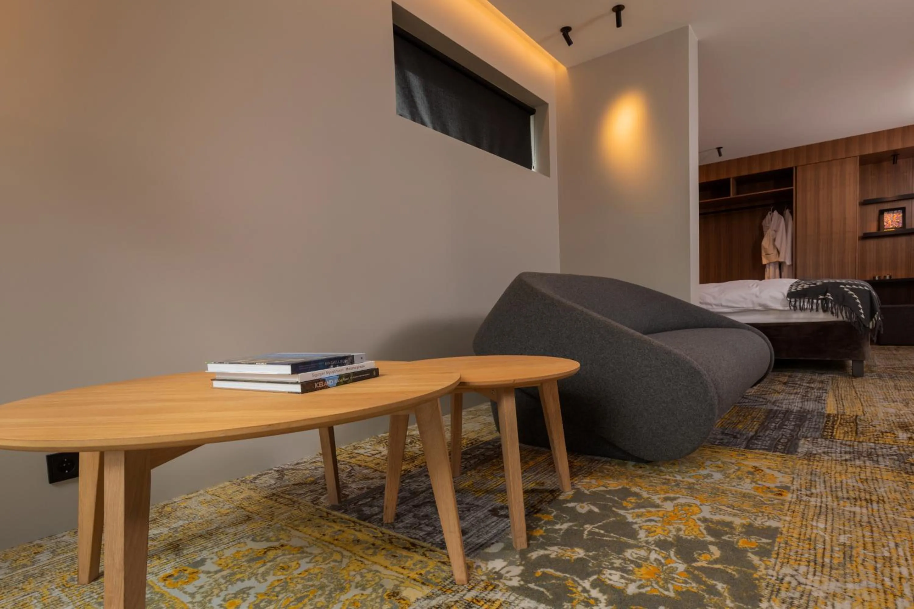 Seating area, Bed in ION Adventure Hotel, Nesjavellir, a Member of Design Hotels