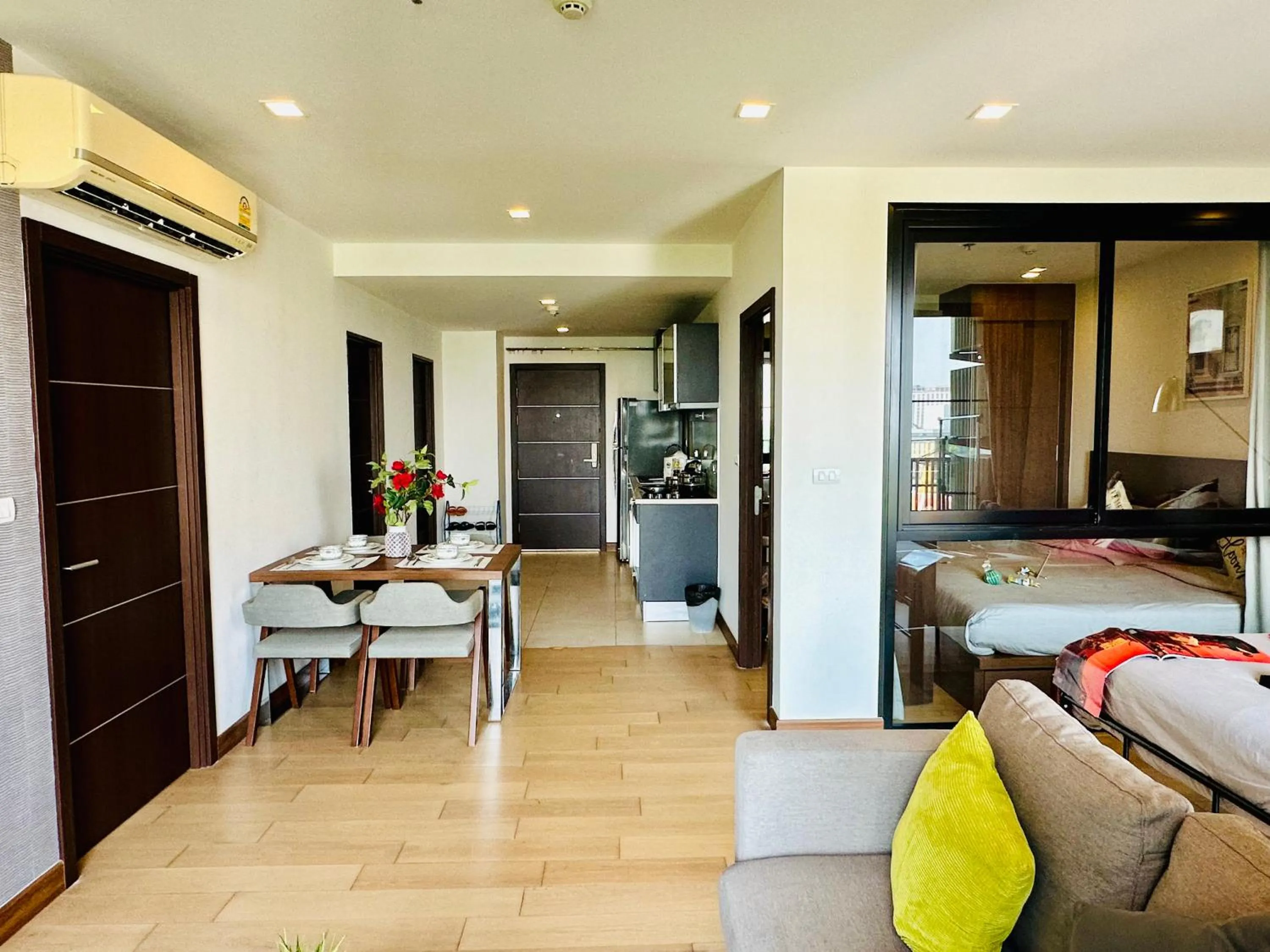 Bed in The Astra Condo Changkhlan in Chiang Mai