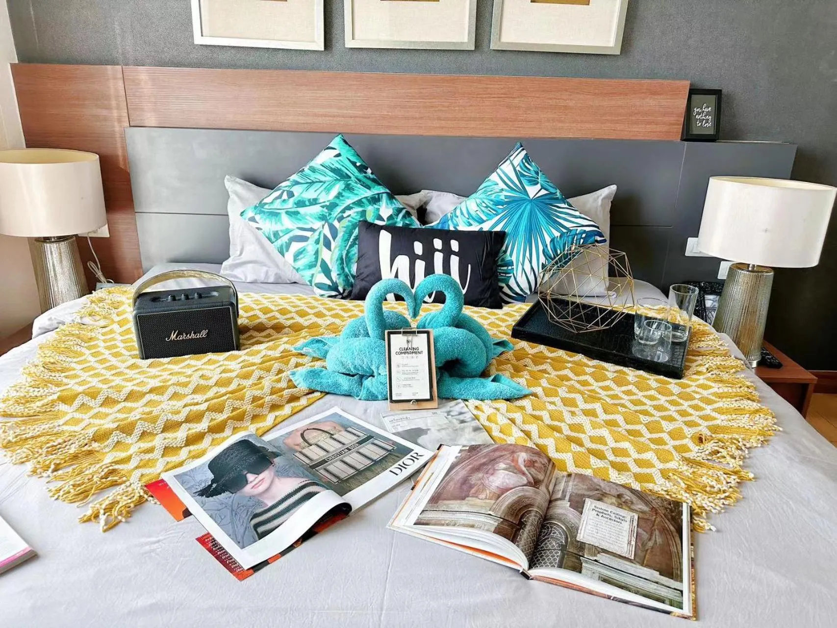 Bed in The Astra Condo Changkhlan in Chiang Mai