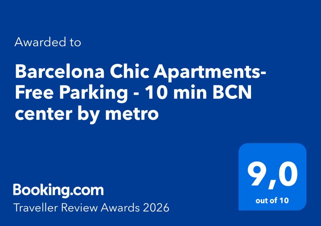 Barcelona Chic Apartments- Free Parking - 10 min BCN center by metro