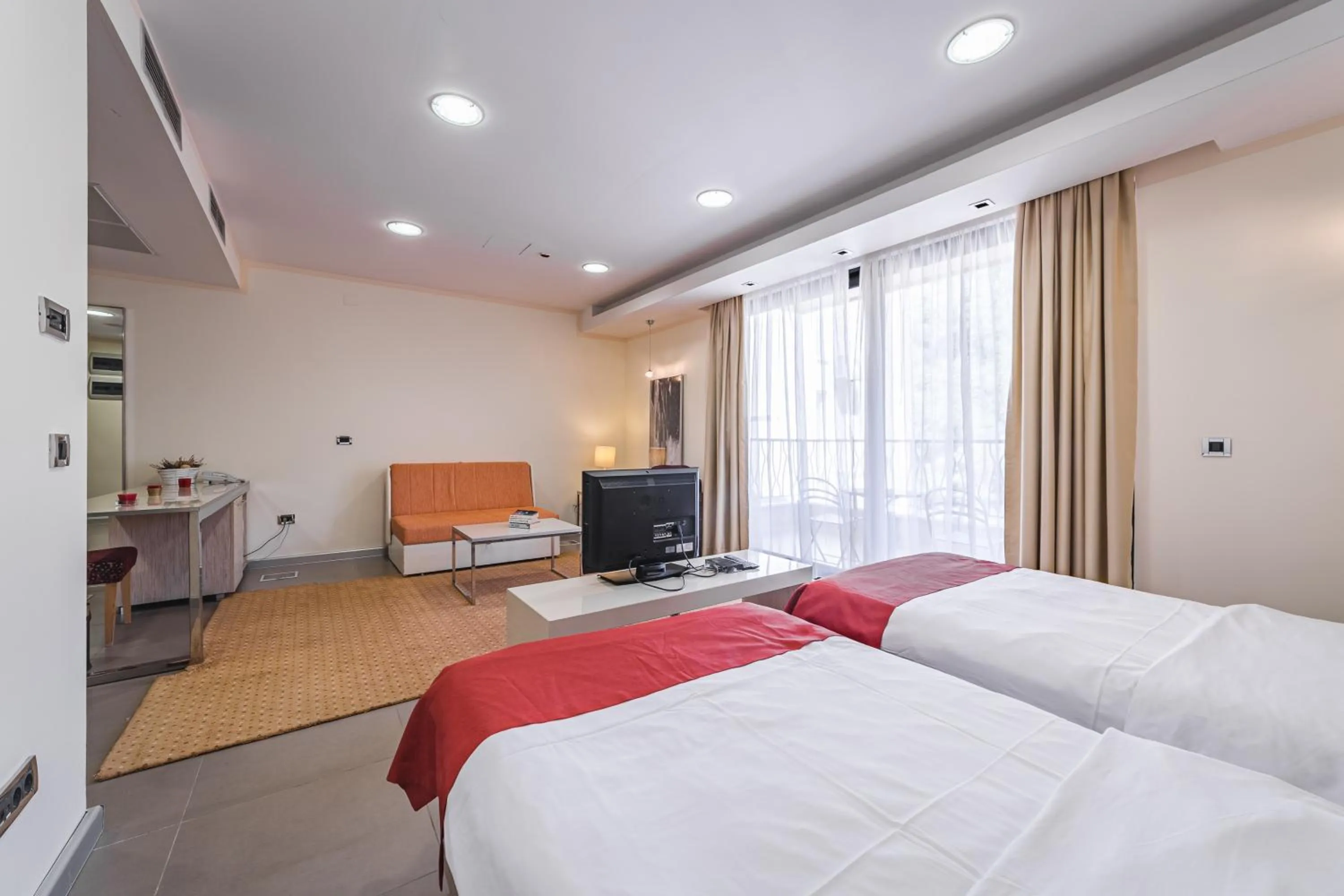 View (from property/room), Bed in Hotel & Apartments HEC Residence