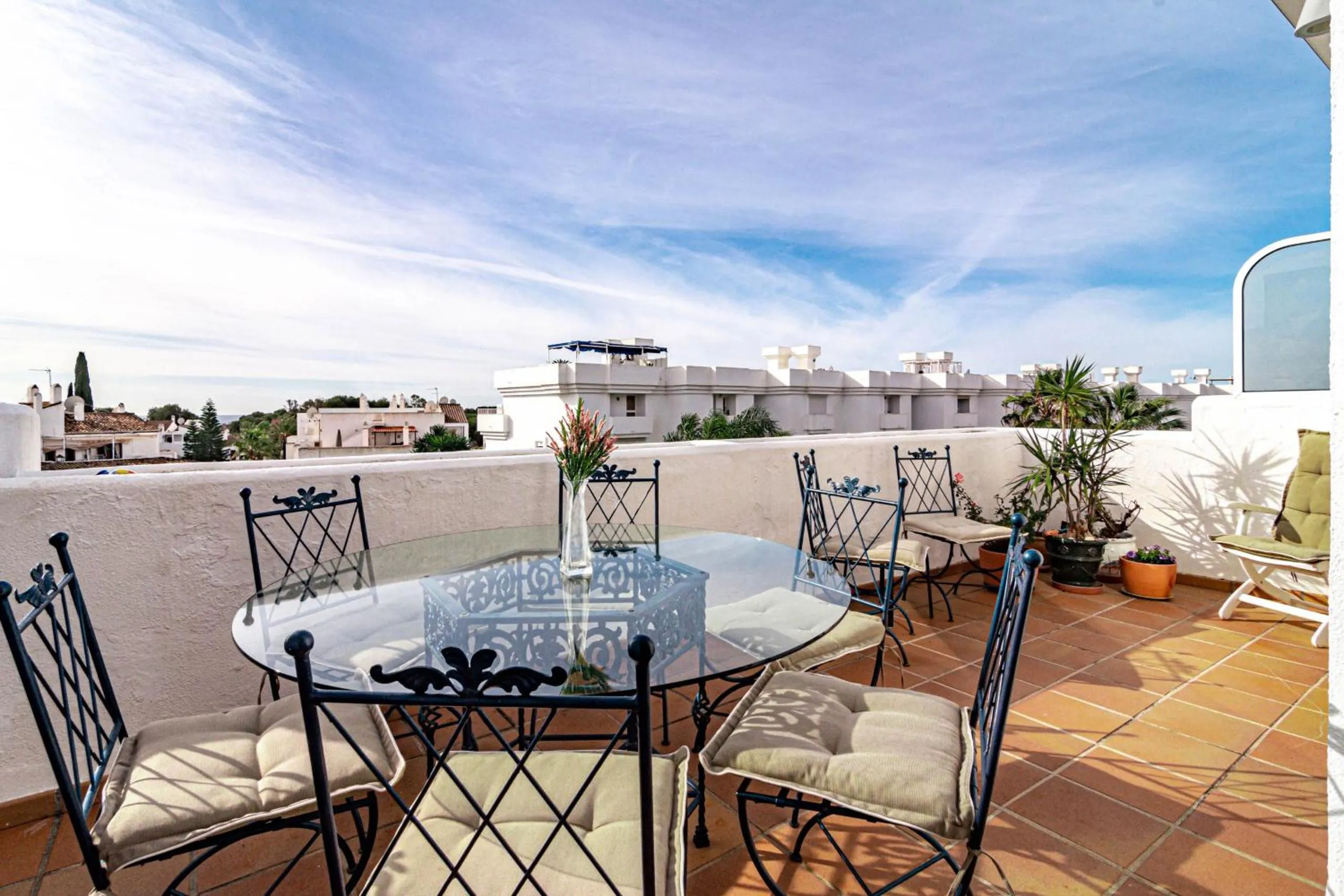 Balcony/Terrace in Andalusian Elegance apartment in El Paraiso with 360 views over Sea and Mountains