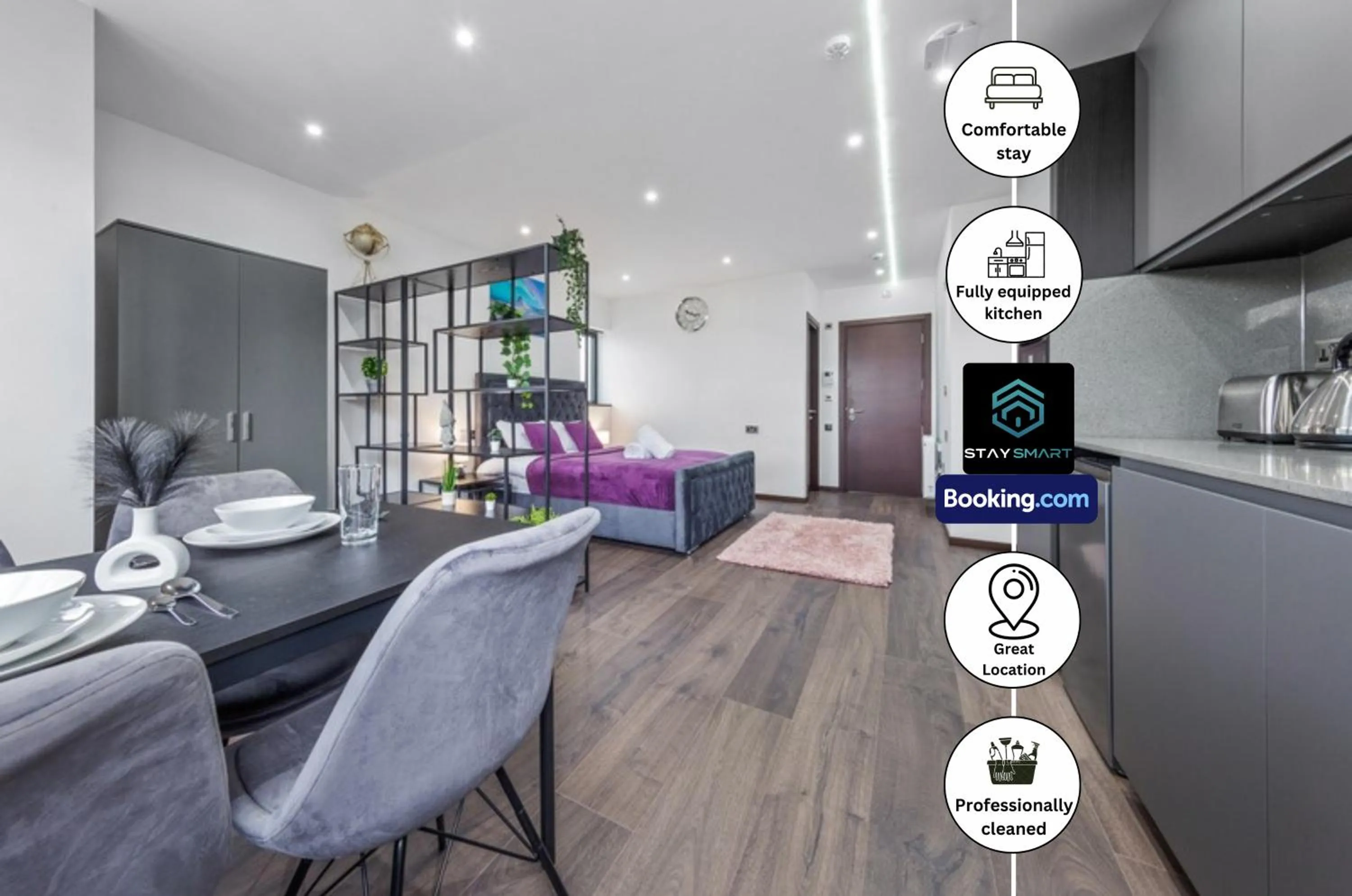 Kitchen or kitchenette in Stylish Studio Apt By Stay Smart Short Lets & Serviced Accommodation Woodstock With Free WiFi