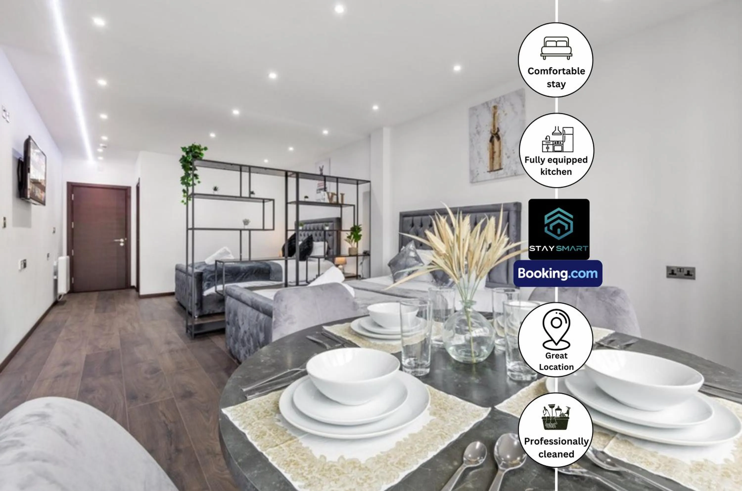 Kitchen or kitchenette in Stylish Studio Apt By Stay Smart Short Lets & Serviced Accommodation Woodstock With Free WiFi