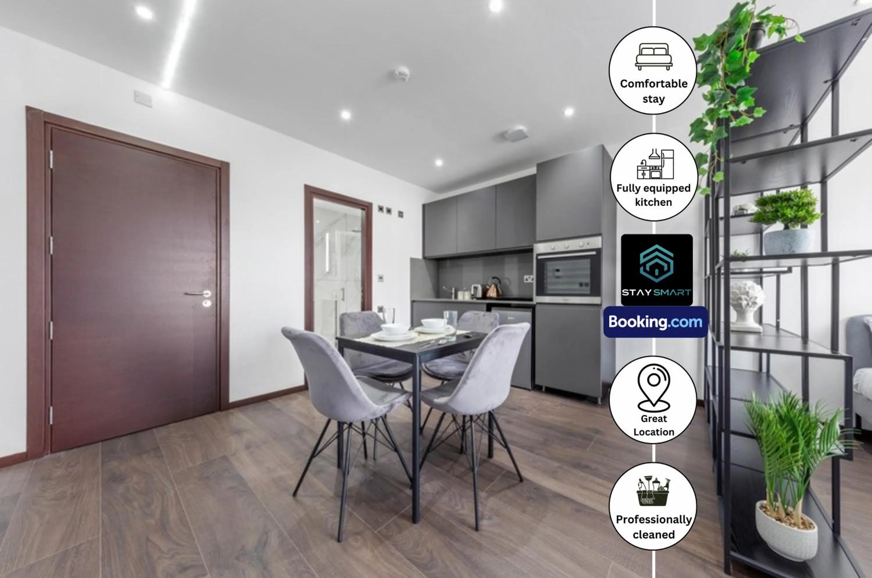 Kitchen or kitchenette in Stylish Studio Apt By Stay Smart Short Lets & Serviced Accommodation Woodstock With Free WiFi