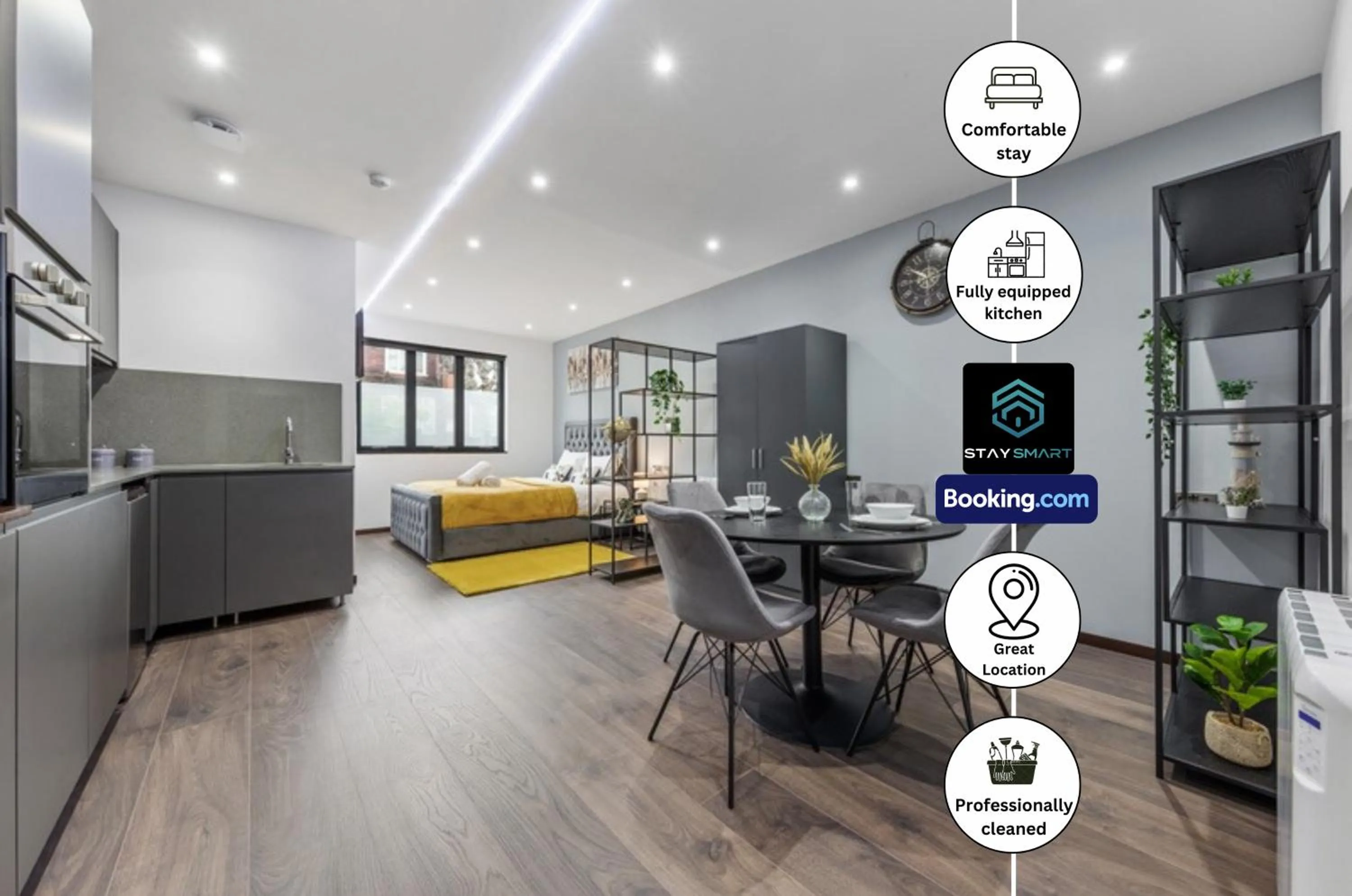 Kitchen or kitchenette in Stylish Studio Apt By Stay Smart Short Lets & Serviced Accommodation Woodstock With Free WiFi