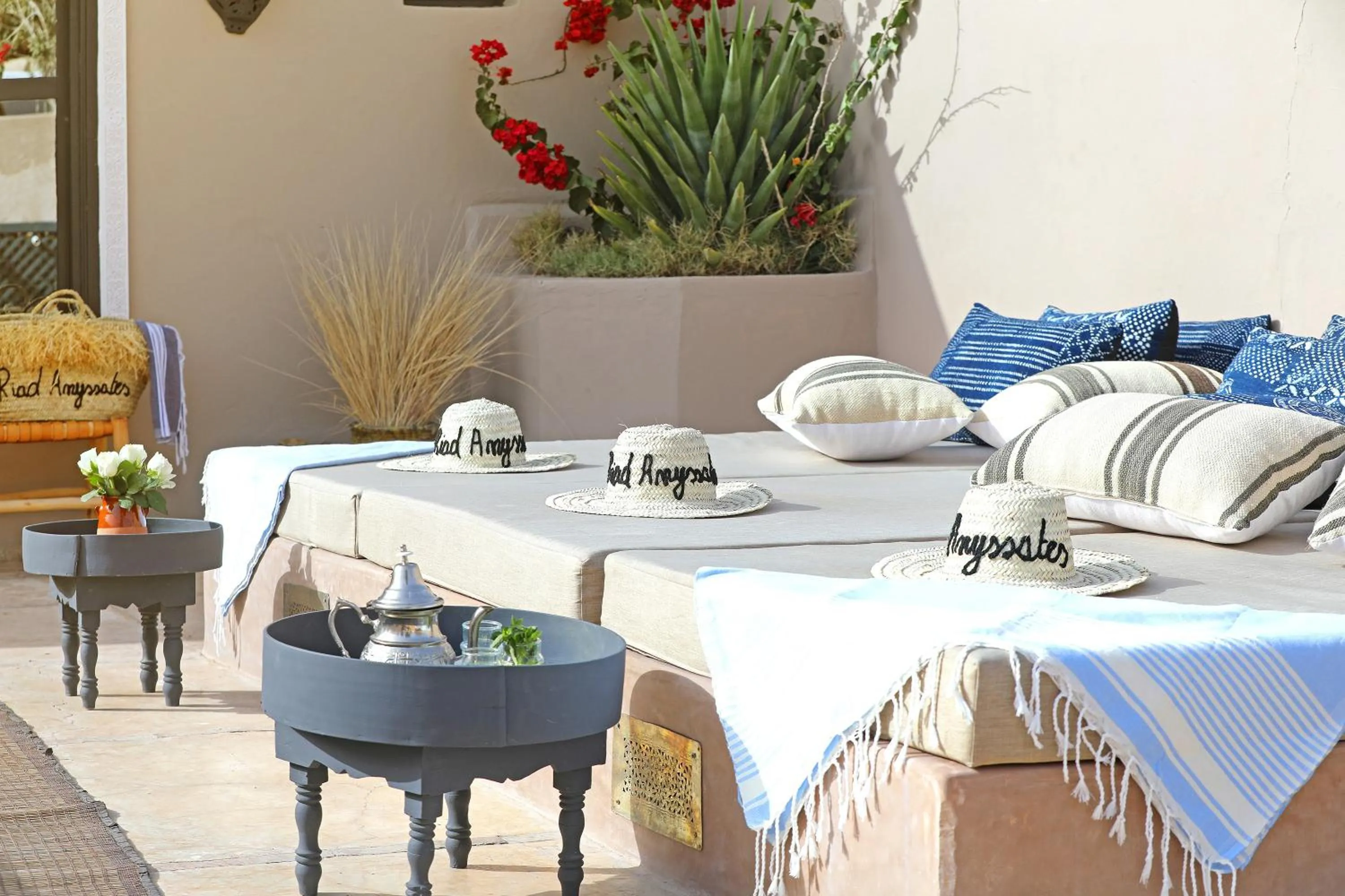 Patio, Bed in Riad Anyssates