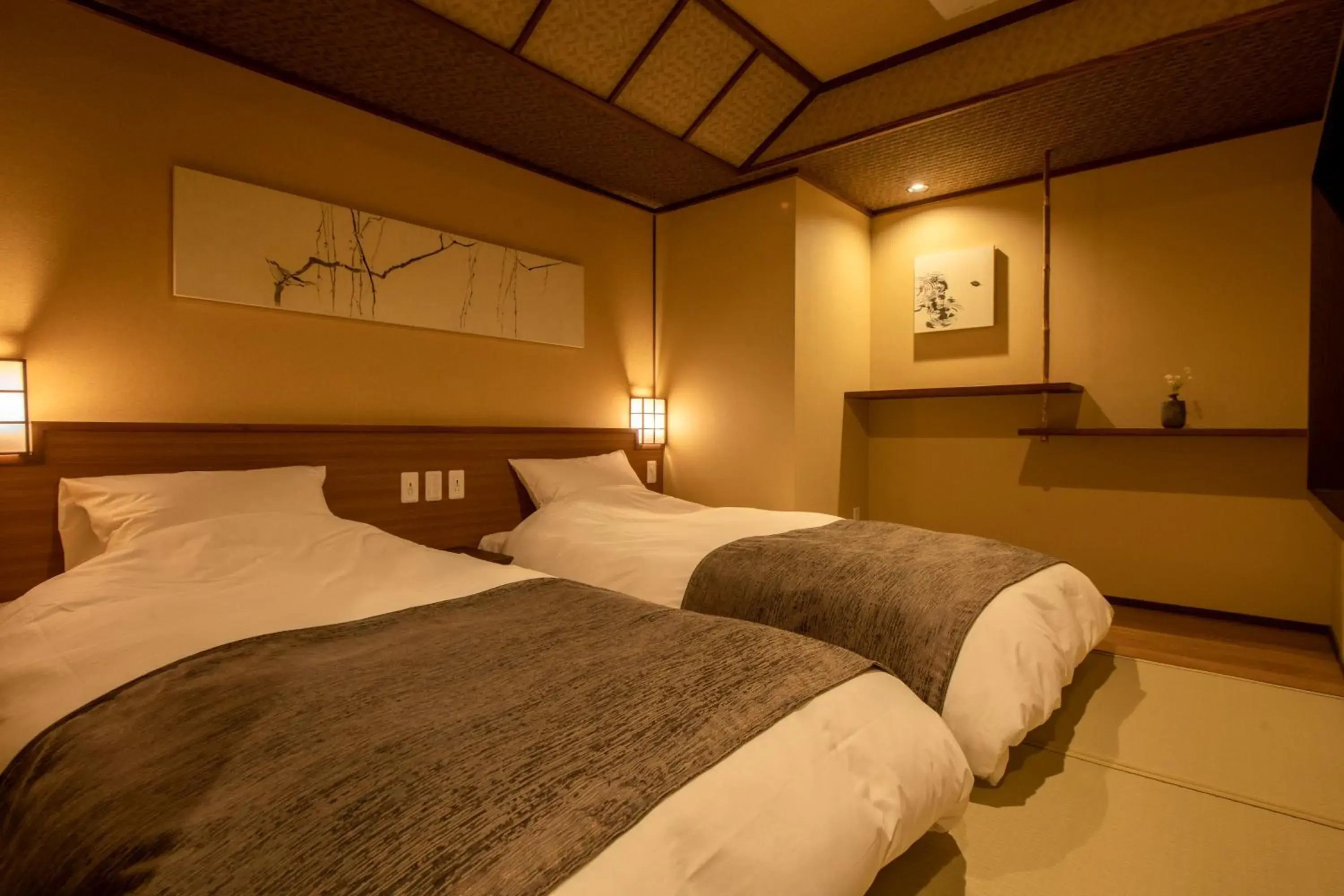 Bedroom, Bed in Jozankei Onsen Yurakusoan Bedroom, Bed in Jozankei Onsen Yurakusoan